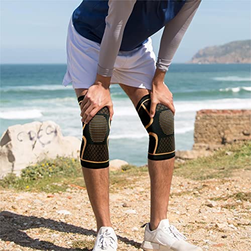 JIUFENTIAN Copper Knee Sleeve for Arthritis Pain and Support(2pack)-Copper Knee Brace for Knee Pain Relief, Workout, and Sports