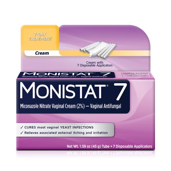 Monistat 7 Vaginal Cream with Disposable Applicators, 1.59-Ounce Tube (Pack of 4)