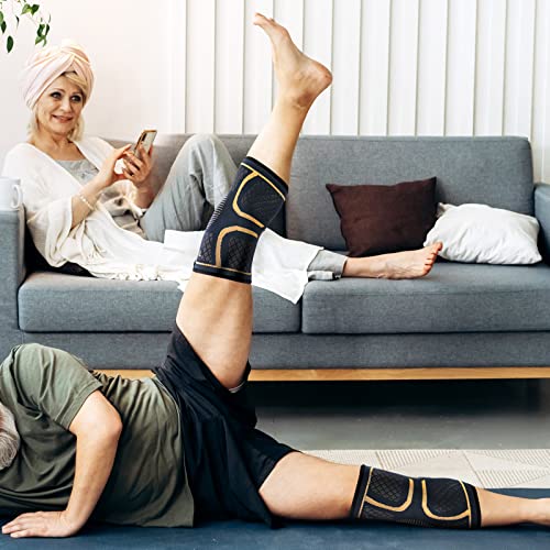 JIUFENTIAN Copper Knee Sleeve for Arthritis Pain and Support(2pack)-Copper Knee Brace for Knee Pain Relief, Workout, and Sports