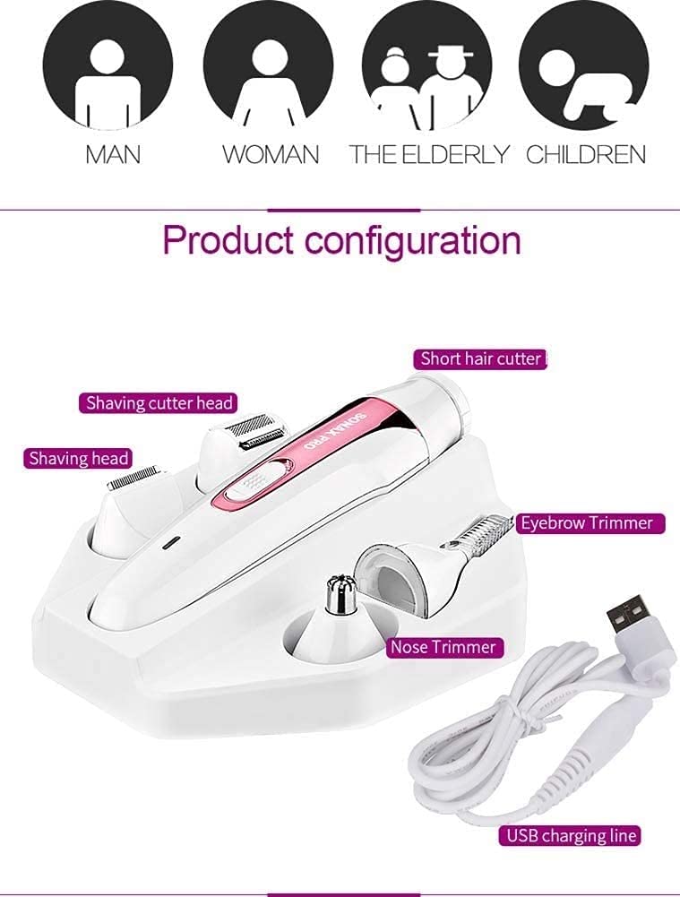 Marycan 5 in 1 Electric Epilator Set Includes A Shaving Device for Private Parts, A Pubic Shaving Knife for The Armpits, A Knife for Cutting The Eyebrows - Precise Hair Removal