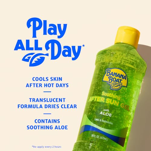 Banana Boat Soothing After Sun Gel with Aloe Twin Pack | Aloe Vera Gel, Sunburn Relief, After Sun Care, 16 fl oz each