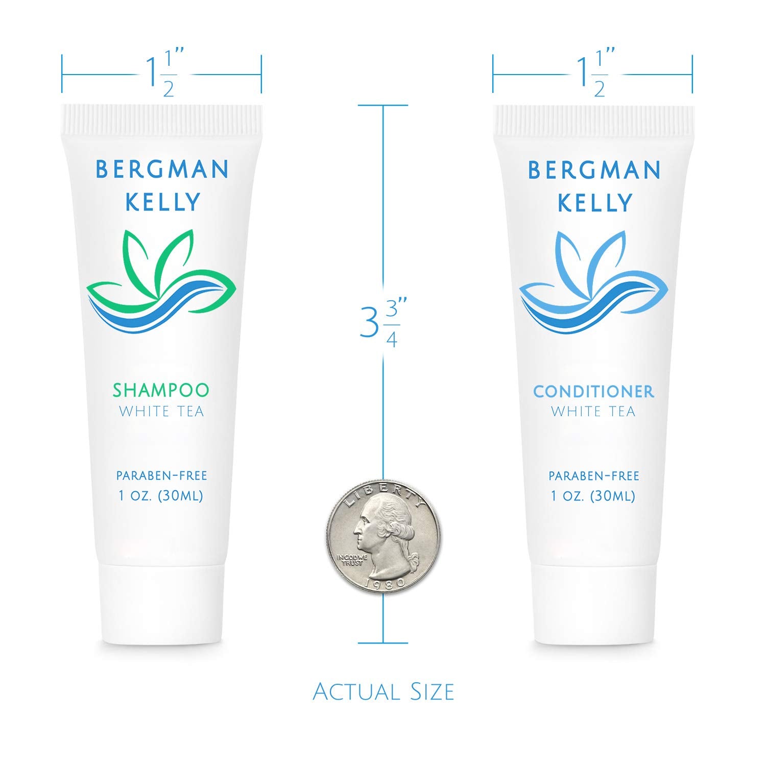 BERGMAN KELLY Travel Shampoo and Conditioner Set, Delight Your Guests with a Revitalizing and Refreshing Hotel Toiletries and Gest Hospitality in Bulk