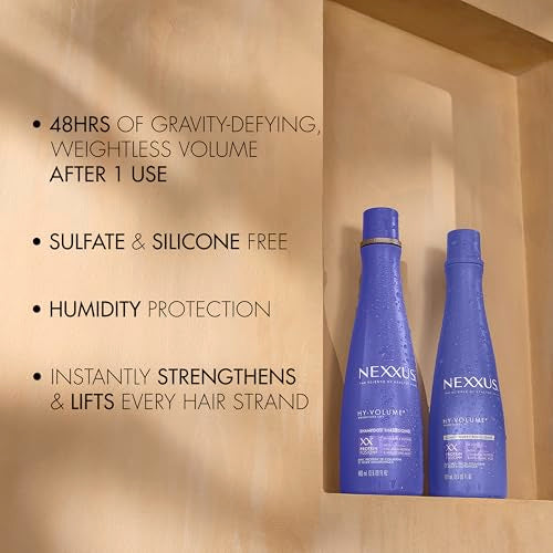 Nexxus HY-VOLUME™ Shampoo for Lift and Volume for Flat & Limp Hair Hair Care Powered by MAGNITUBE VOLUMIZER Technology with Hyaluronic Acid 13.5 oz