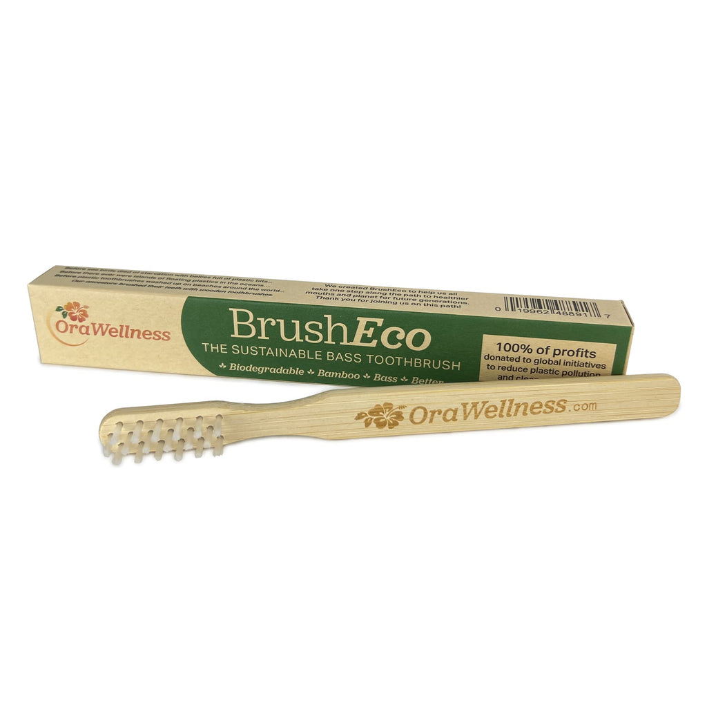 OraWellness Nut Free Healthy Mouth Blend Tooth Oil 3 Pack + BrushEco Bamboo Toothbrush with 3 Rows