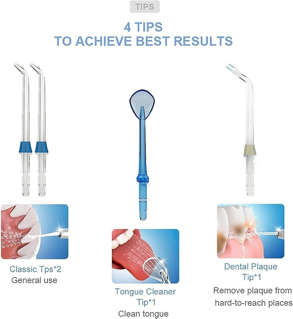 HeiDD Water Flosser Portable Dental Oral Irrigator with 3 Modes, 4 Replaceable Jet Tips, Rechargeable Waterproof Teeth Cleaner for Home and Travel, 200ml Detachable Reservoir
