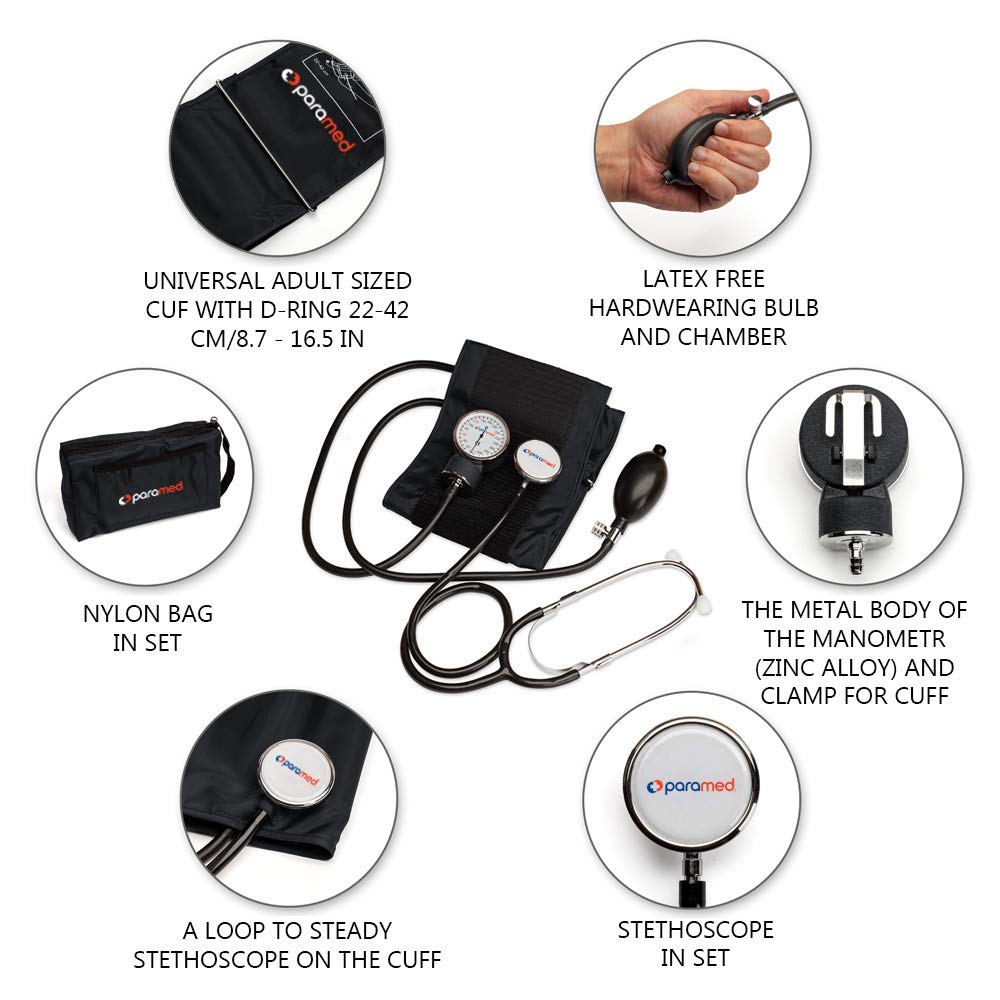 PARAMED Manual Blood Pressure Cuff Aneroid Sphygmomanometer