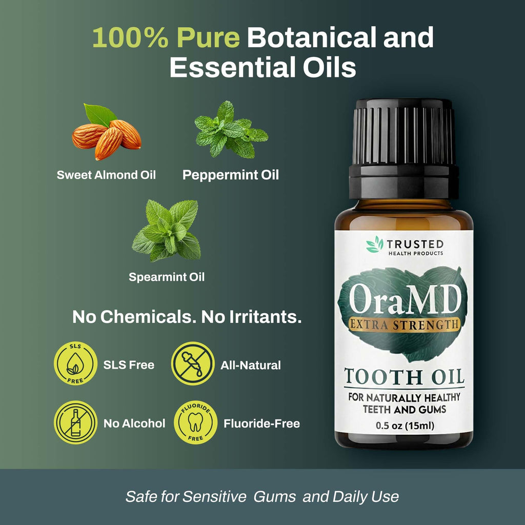 OraMD 4-in-1 Extra Stength Tooth Oil - Clinically Tested Gum Disease Treatment, Gingivitis Treatment and Sensitive Teeth and Gums - All-Natural