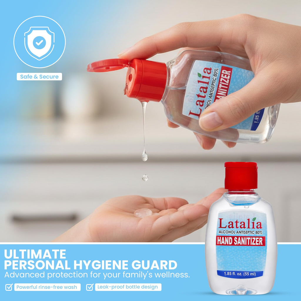 Latalia Mini Hand Sanitizer Travel Size Bulk | 80% Alcohol Gel Unscented Non Drying Moisturizing For Non-Sticky, Gentle & Fresh Hands Small Hand Sanitizer Bulk Anytime