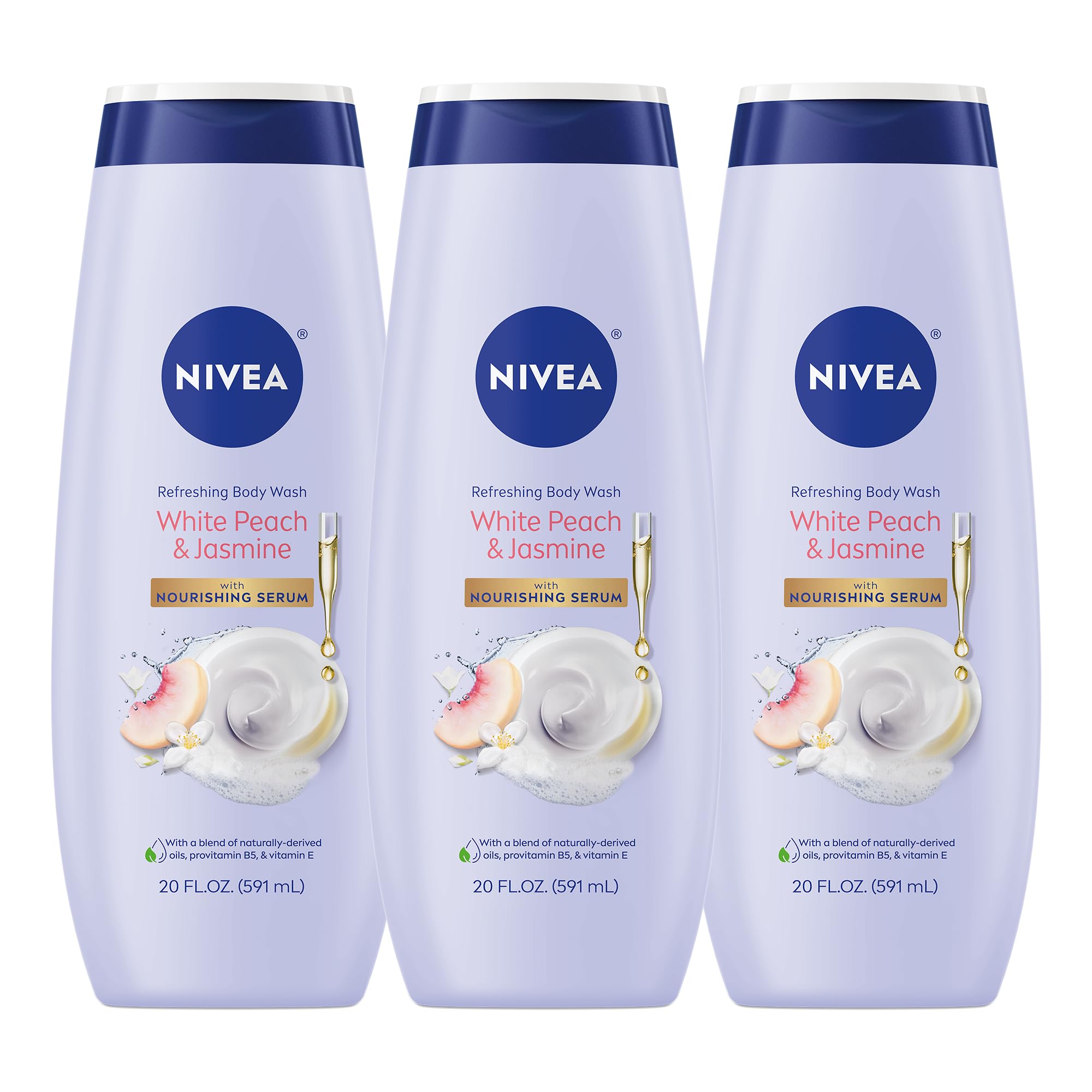 NIVEA Refreshing Body Wash with Nourishing Serum, Scented