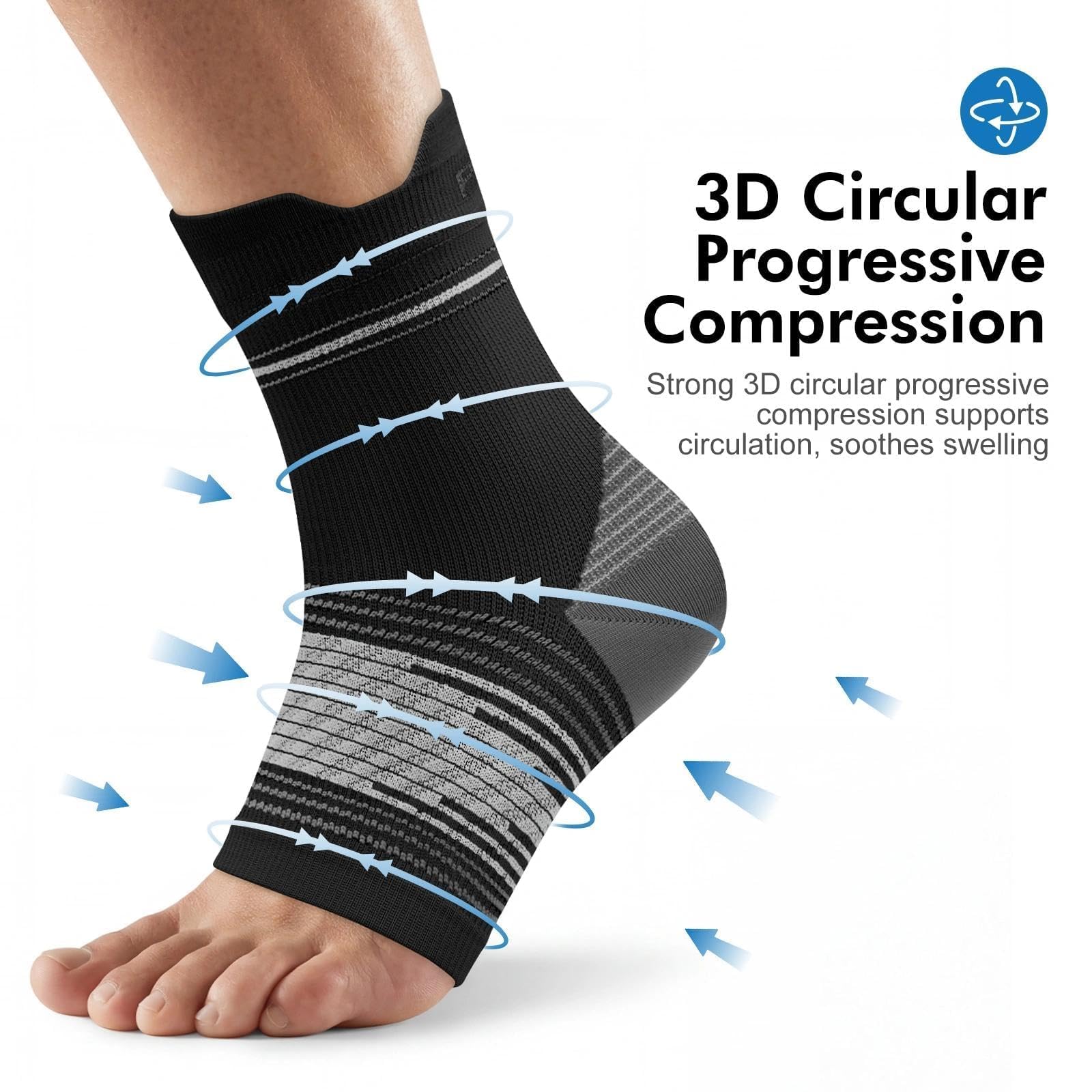 Plantar Fasciitis Sock (6 Pairs) for Men and Women, Compression Foot Sleeves with Arch and Ankle Support