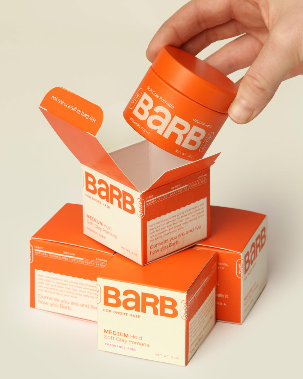 Barb Soft Clay Pomade for Women and Men - Medium Hold, Natural Finish Hair Pomade Styling Clay