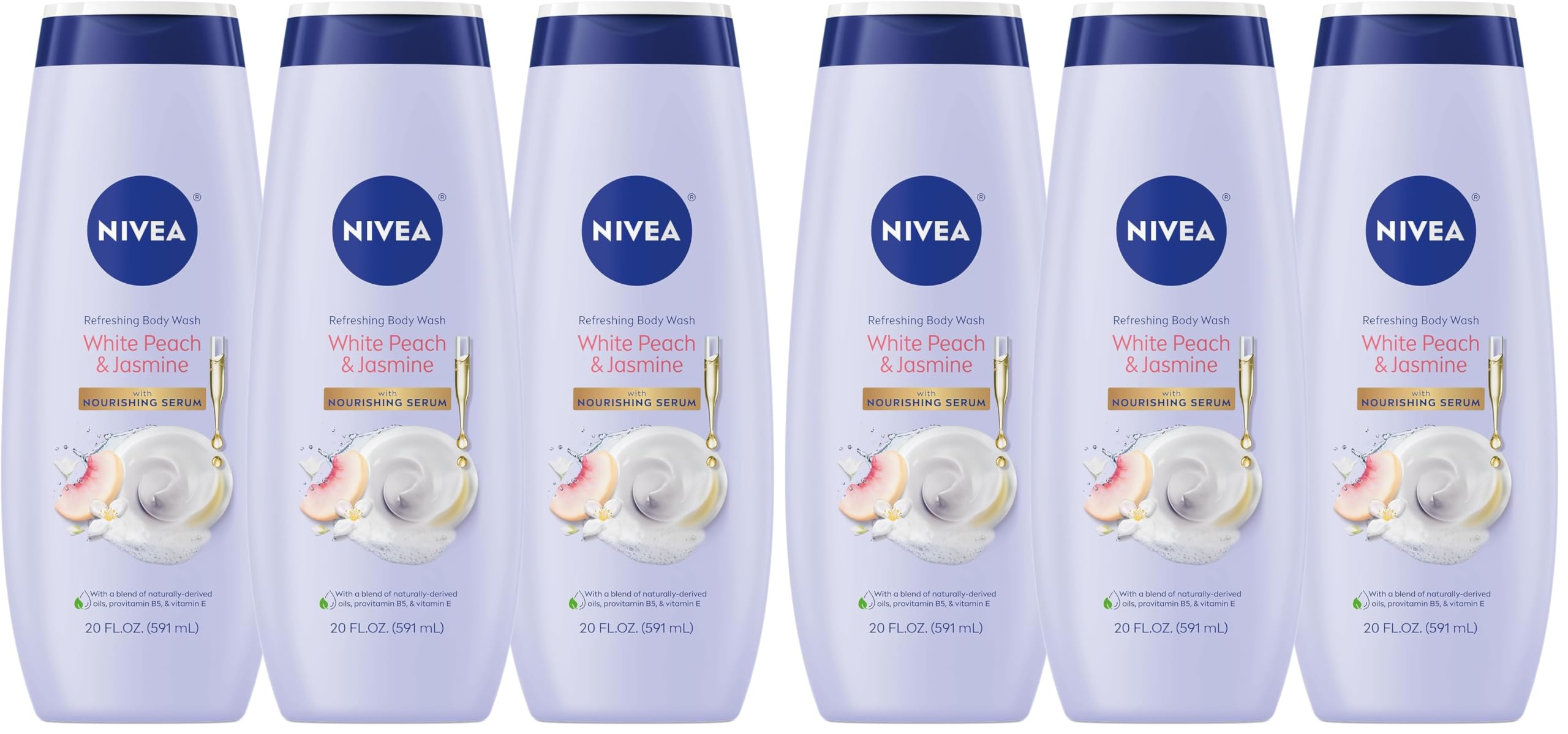 NIVEA Refreshing Body Wash with Nourishing Serum, Scented