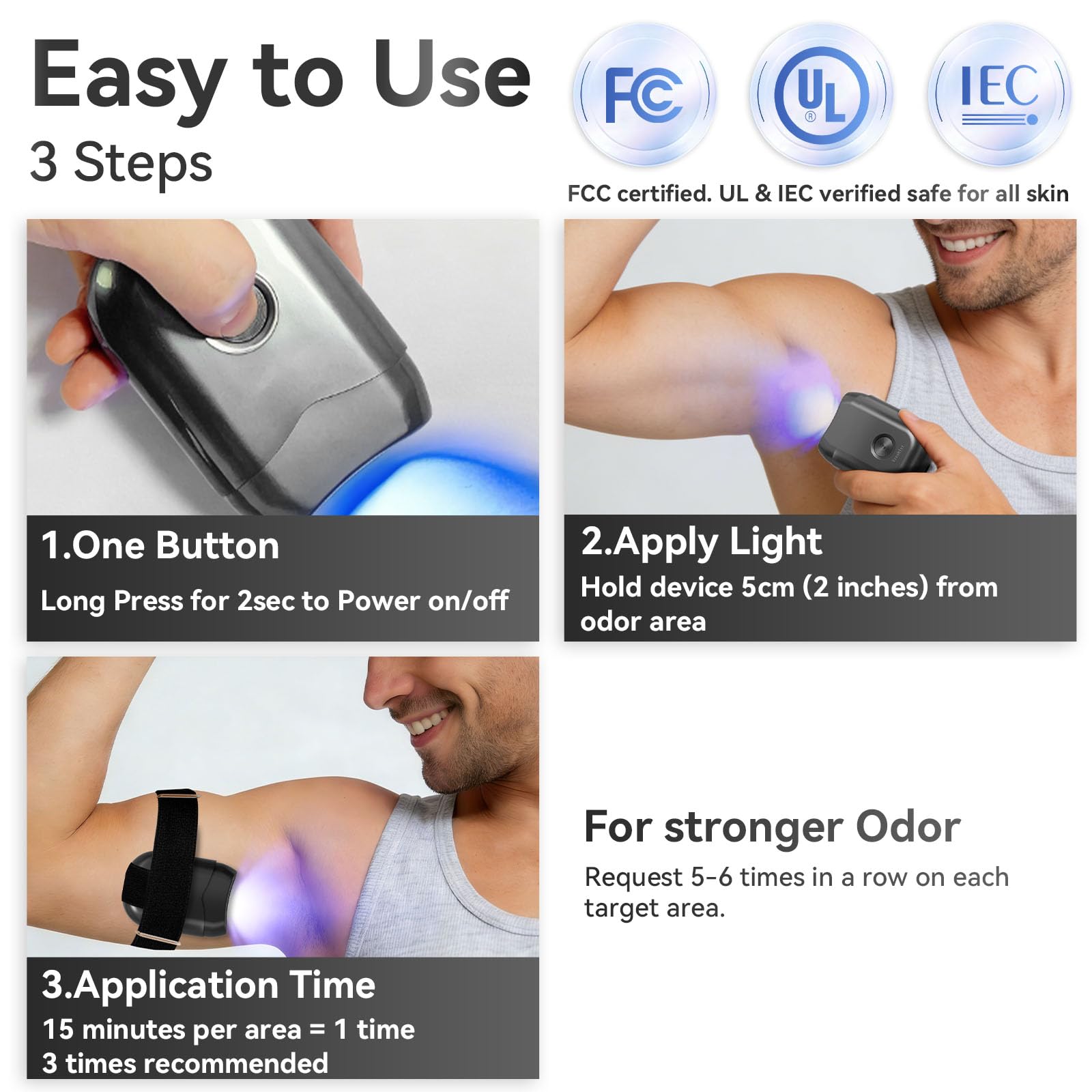 Vreshlyt Electronic Deodorant Body Odor Control Protection Device of Aluminum Free Deodorant for Men Women, Light Wave Body Odor Eliminator for Men Women, Innovative Hygiene Essentials Product