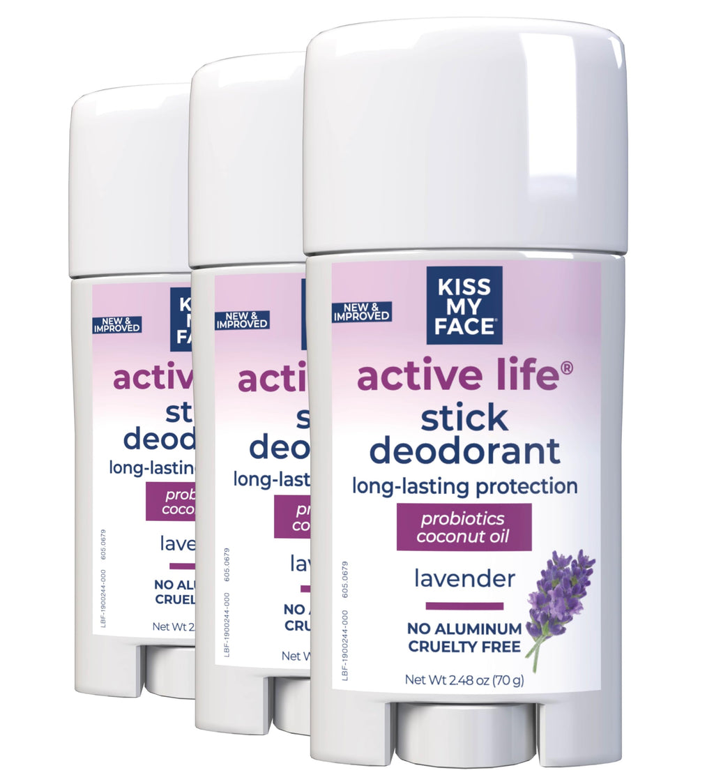 Kiss My Face Active Life Lavender Deodorant - Aluminum Free Deodorant for Women and Men - With added Grapefruit Seed Extract, Rosemary and Sage
