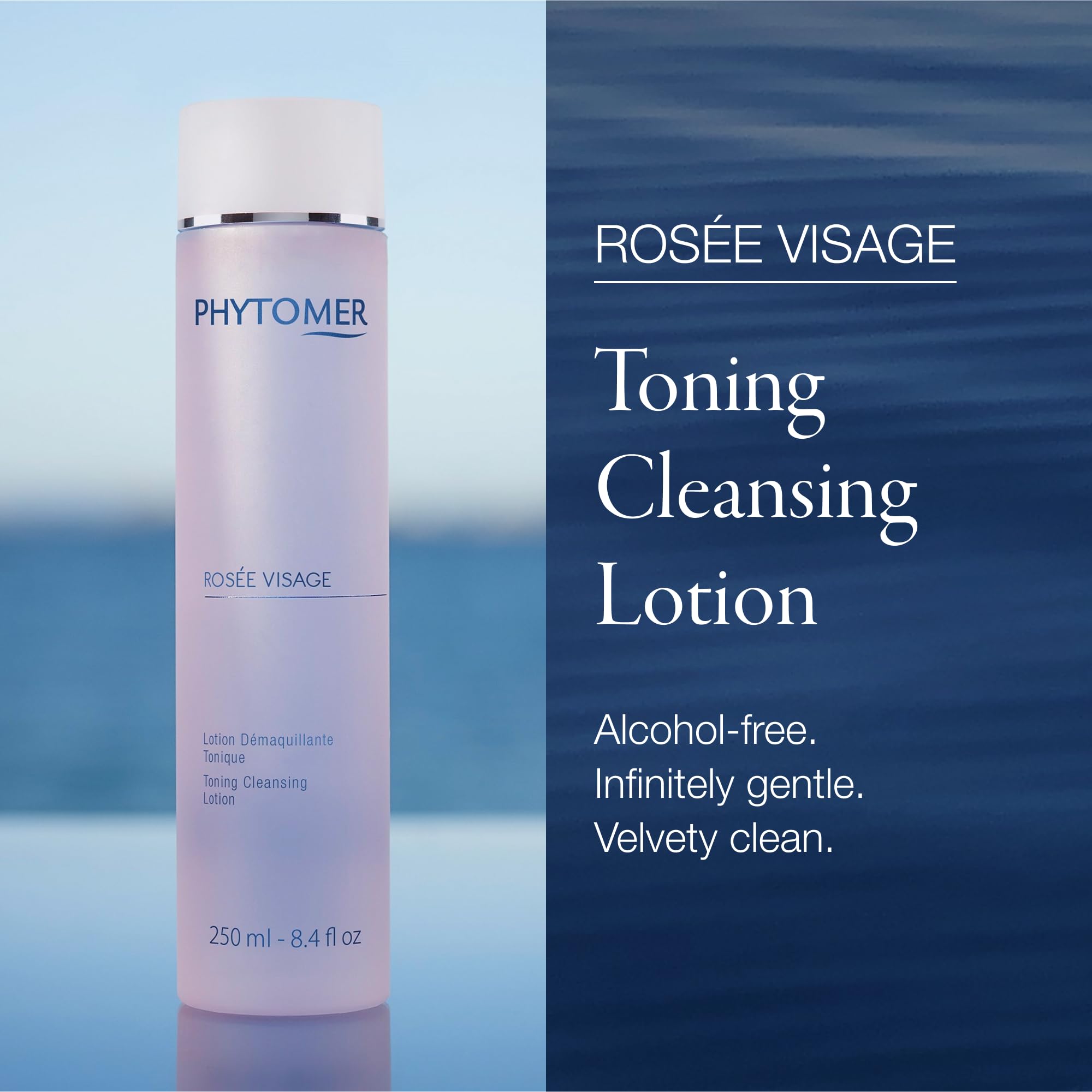 PHYTOMER Rosée Visage Face Toning Cleansing Lotion | All in One Cleanser, Makeup Remover & Toner | Gentle, Alcohol-Free Formula with Rose Water for Soft, Supple Skin (250 ml)