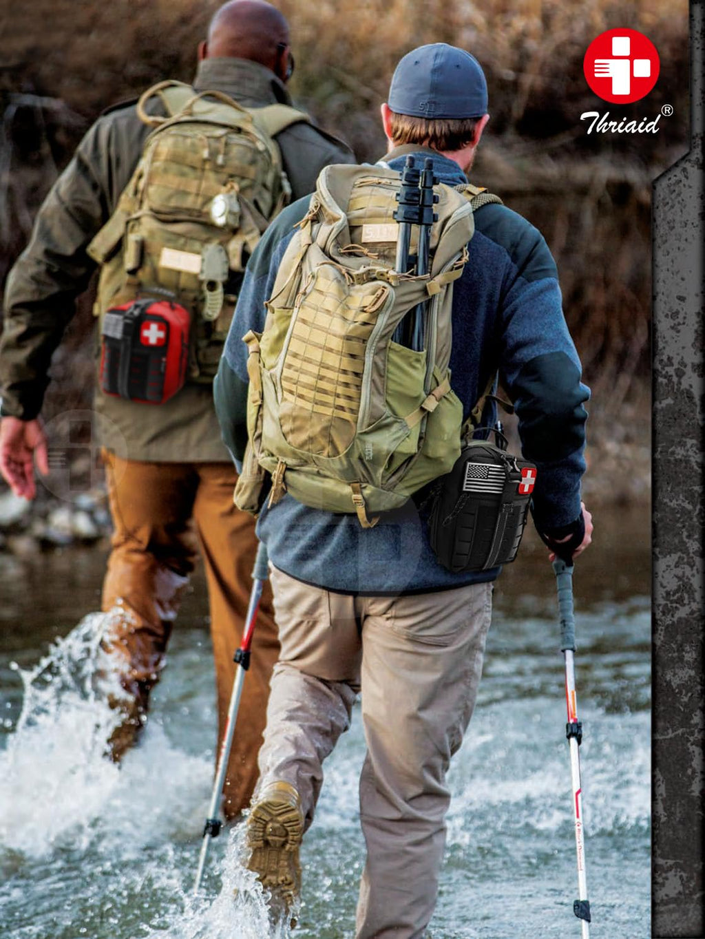 Survival First Aid Kit with Israeli Bandage, Chest Seal, Tourniquet, Splint, Tactical Military Combat Molle IFAK for Wound Care, Bleeding Control, Trauma Hemorrhage and More