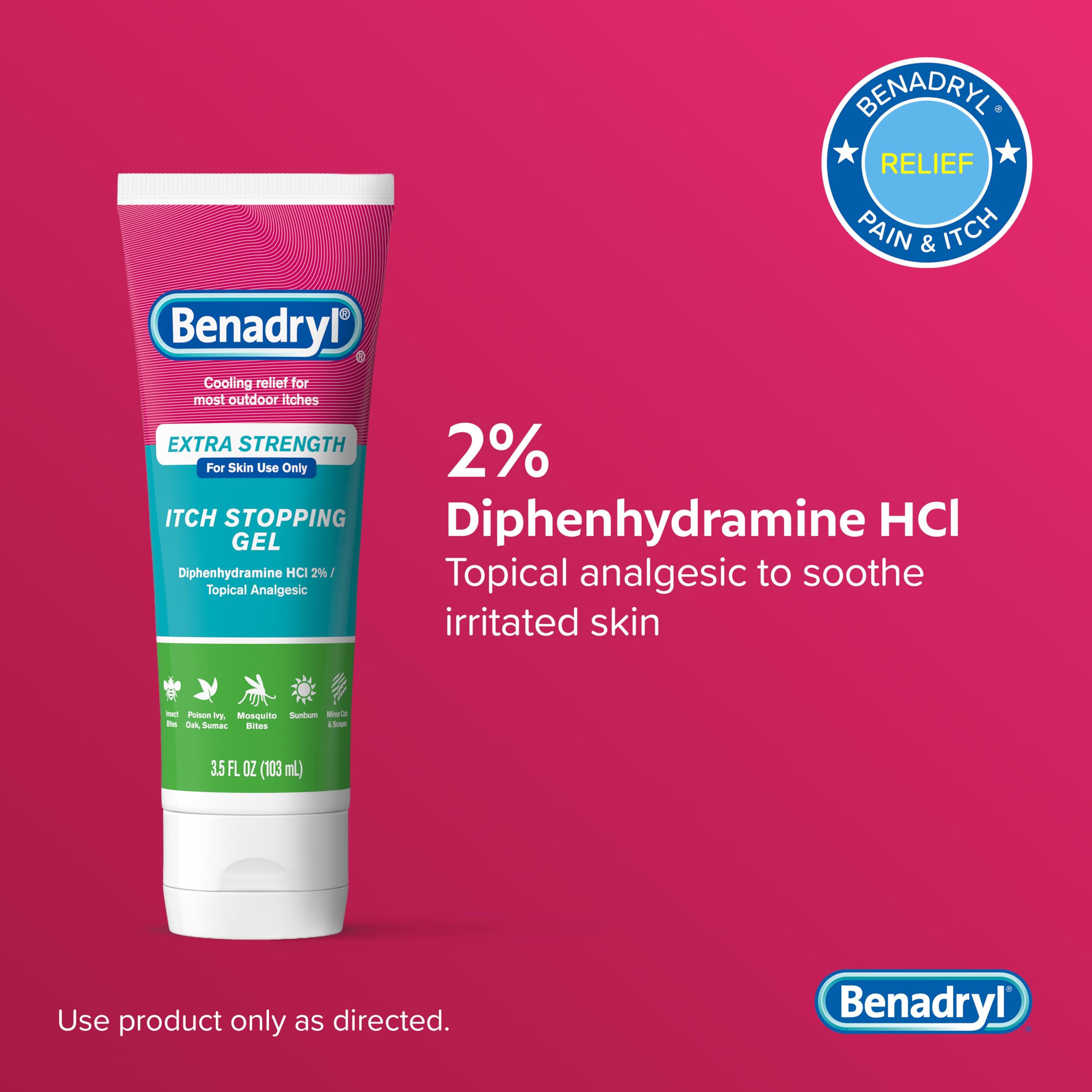 Benadryl Extra Strength Allergy Relief Medicine, 50 mg Diphenhydramine HCl Antihistamine Tablets for Relief of Allergy Symptoms Due to Hay Fever or Other Upper Respiratory Allergies