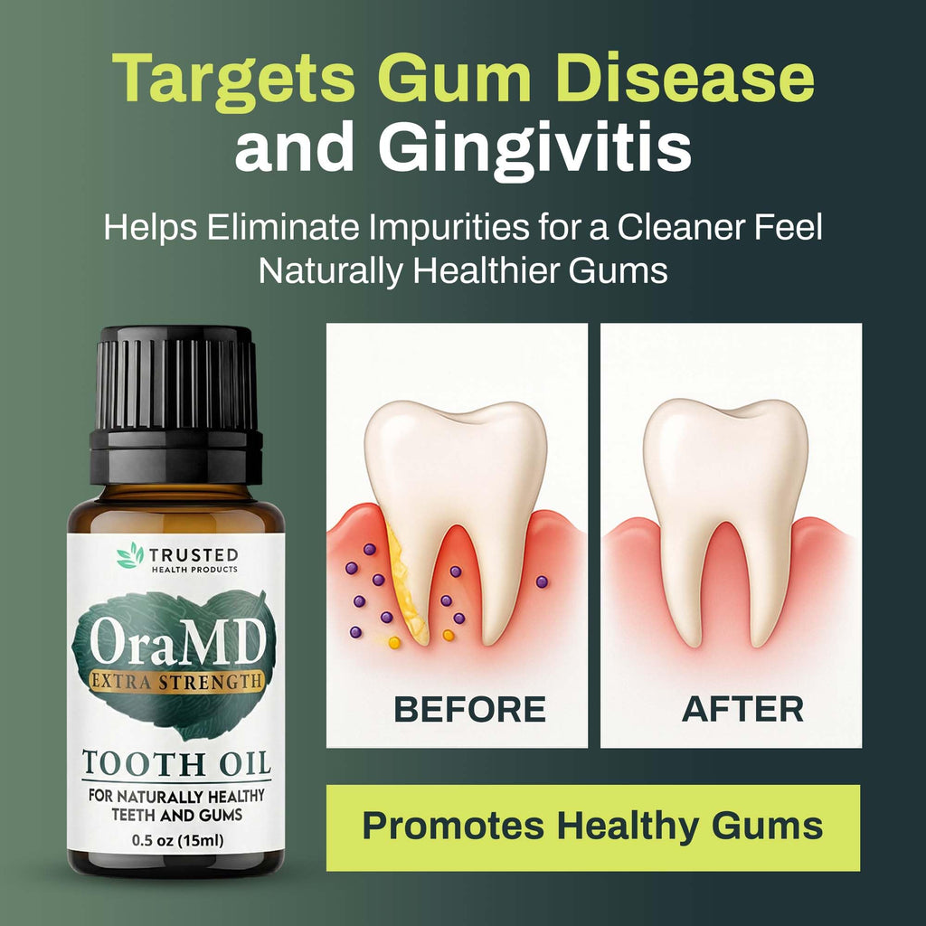 OraMD 4-in-1 Extra Stength Tooth Oil - Clinically Tested Gum Disease Treatment, Gingivitis Treatment and Sensitive Teeth and Gums - All-Natural