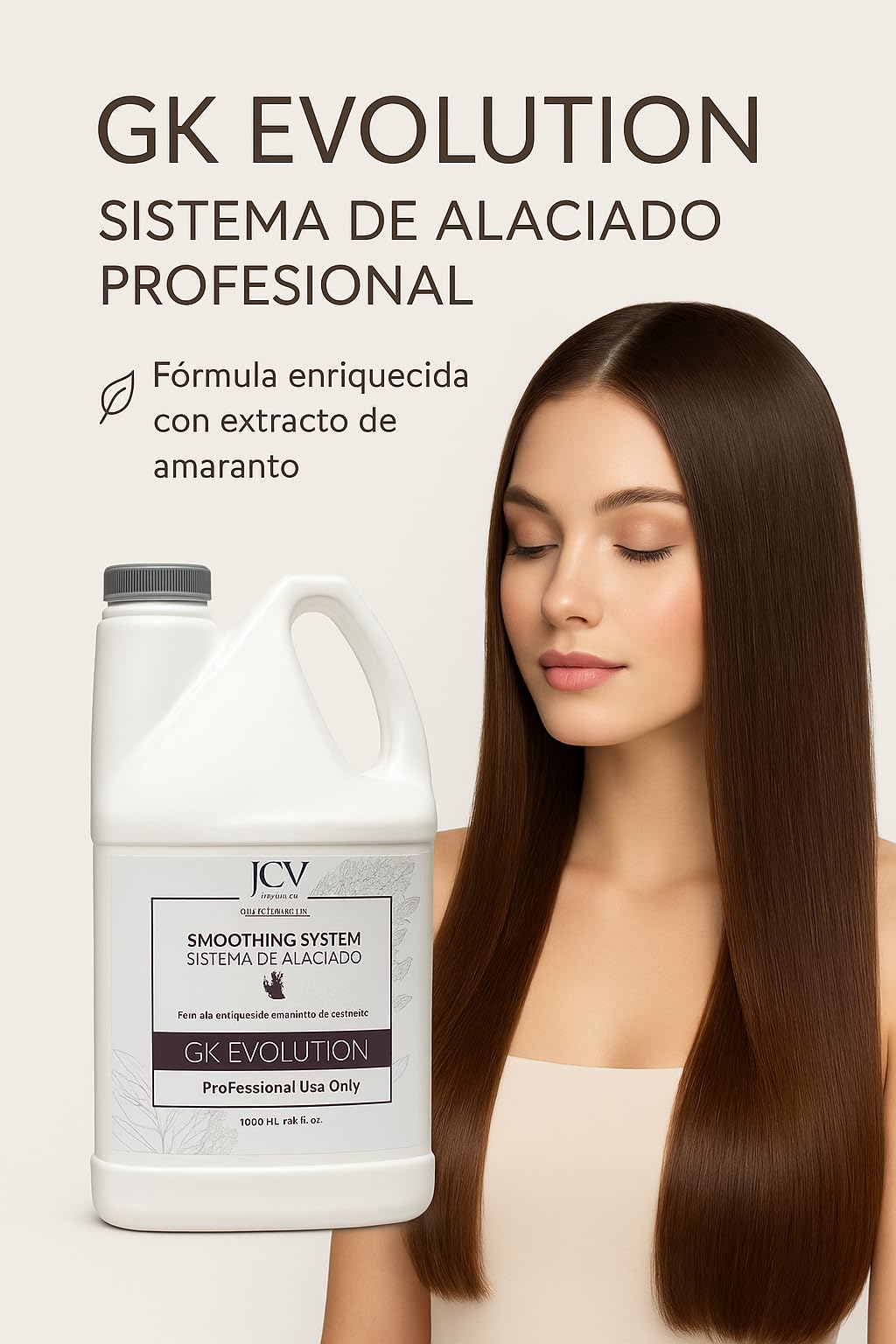 GK Evolution JCV, Professional Hair Treatment with Amaranth Extract, Cream Keratin 64 Fl Oz, for Hair Smoothing, Straightening Styling, Conditioning Hair