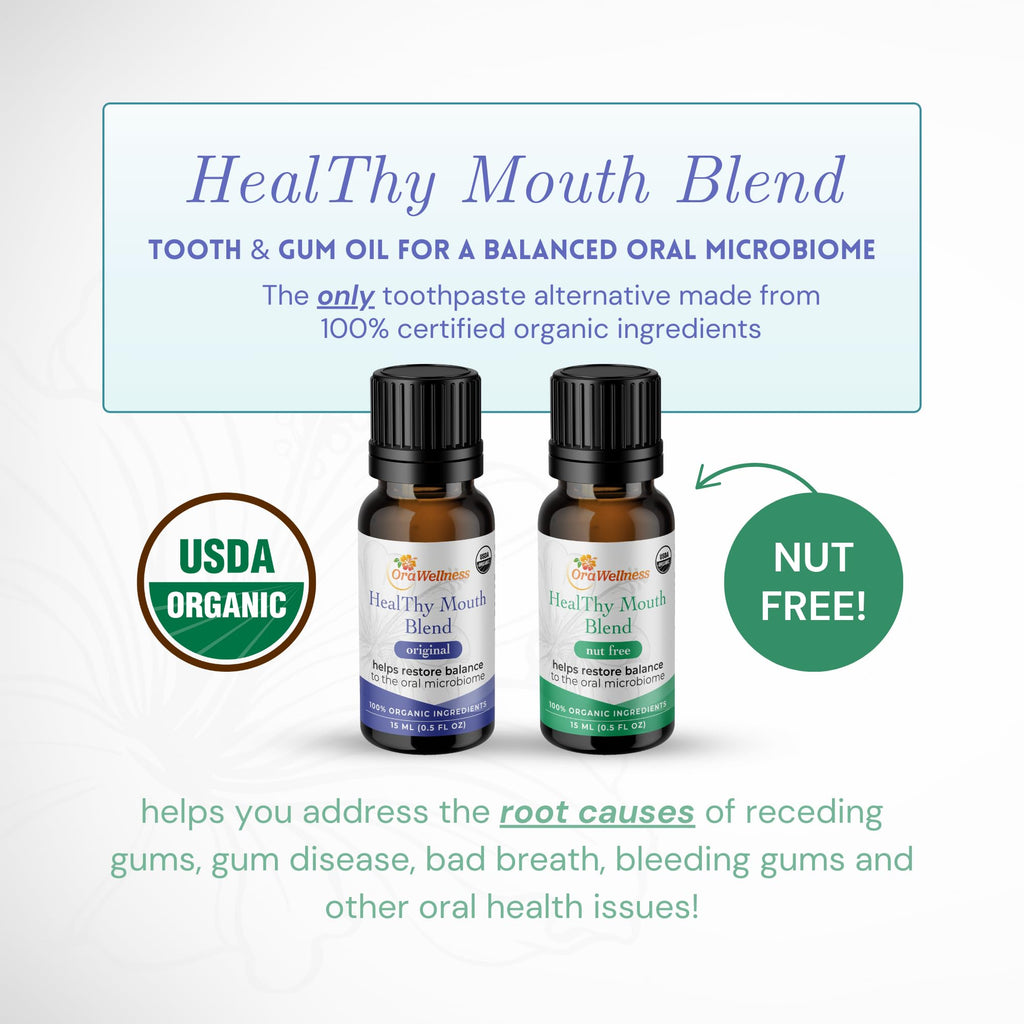 OraWellness Nut Free Healthy Mouth Blend Tooth Oil 3 Pack + BrushEco Bamboo Toothbrush with 3 Rows