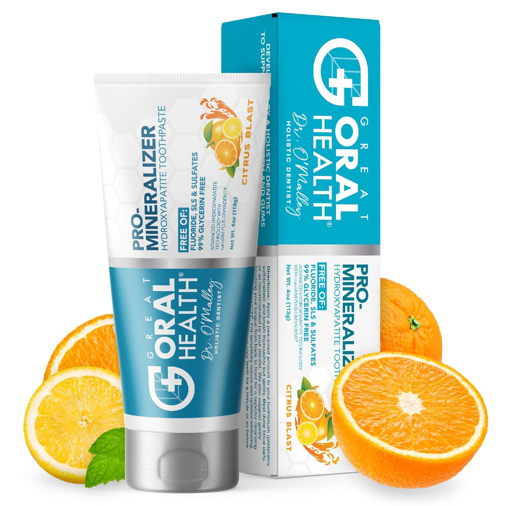 Great Oral Health Dentist Formulated Trio Bundle - Remineralizer Nano-Hydroxyapatite Citrus Blast Toothpaste - Mint Oral Probiotics for a healthy microbiome- OraRestore Oral Health Essential Oil Blend