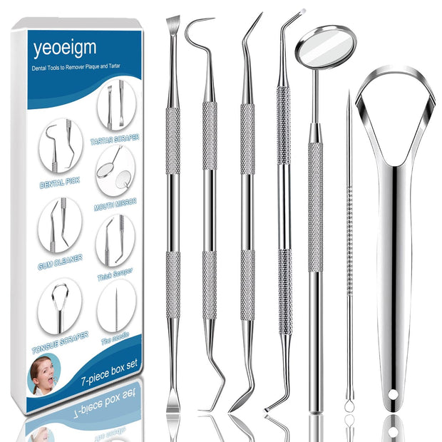 7-Piece Stainless Steel Dental Cleaning Kit with Case