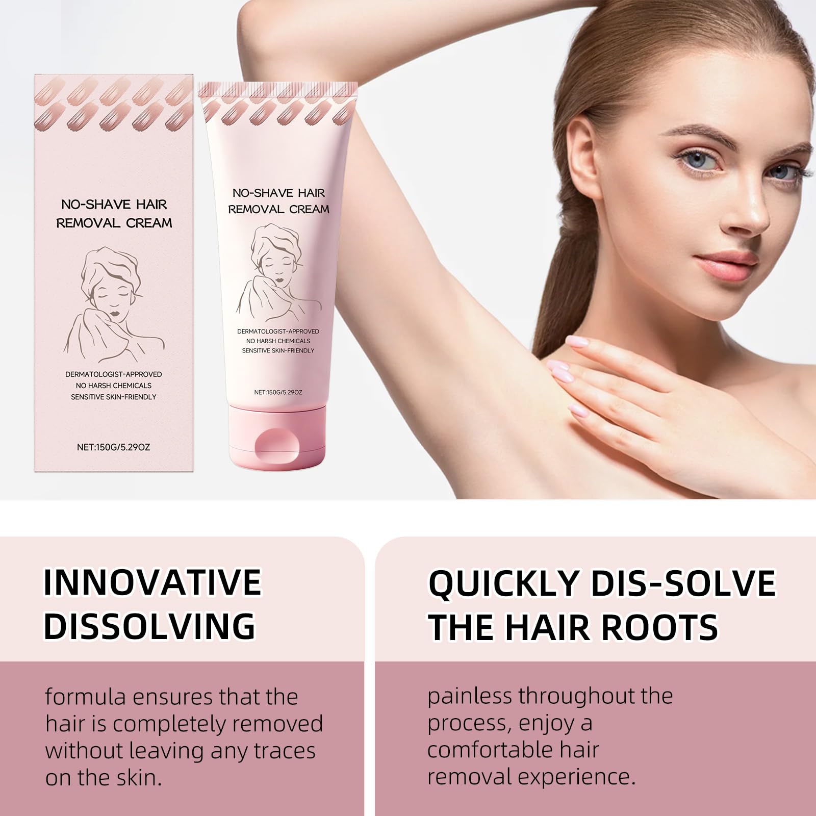 Bare Basics Hair Removal Cream,No Shave Hair Remover for Women, Fast and Gentle, Moisturizes and Nurtures Skin, Leaves Skin Smooth & Soft, 5.29 oz (1 PC)