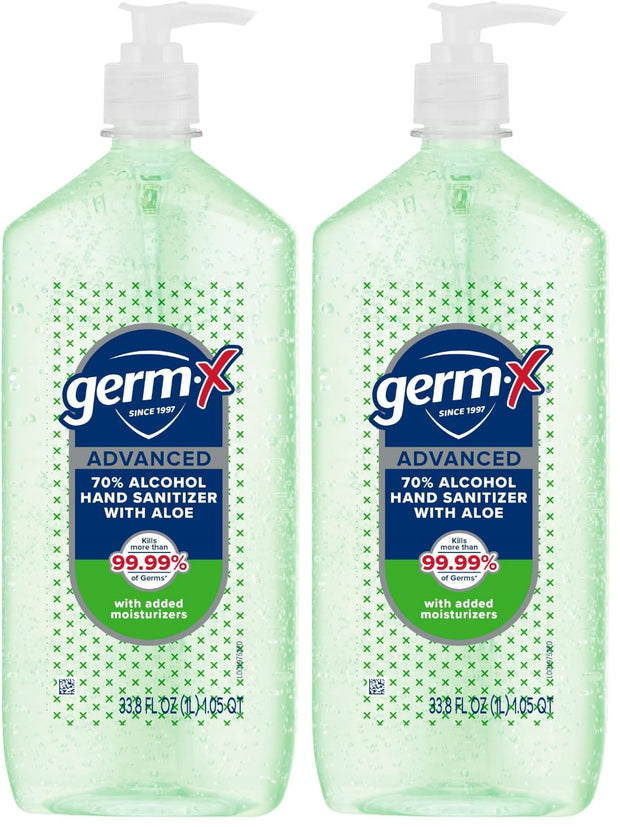 Germ-X Aloe Vitamin E Hand Sanitizer Gel 1 Liter 2-Pack