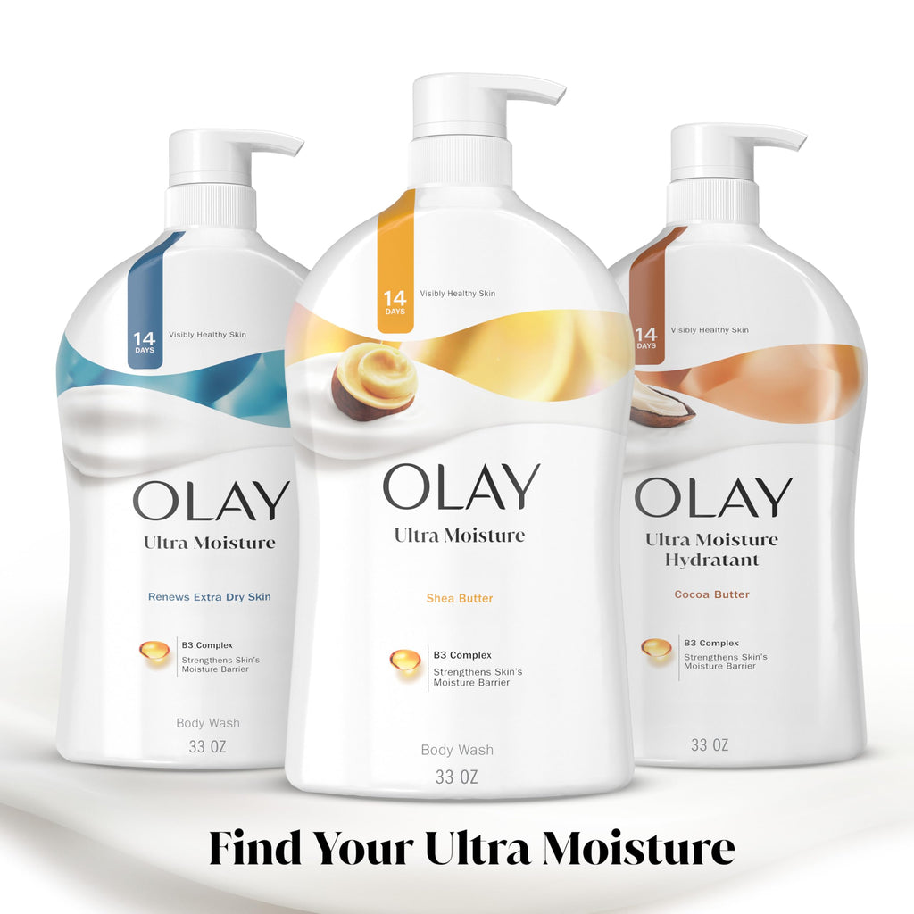 Olay Body Wash for Women, Ultra Moisture, 24hr Moisturizing, Hydrating & Refreshing, B3 Vitamin Complex, Free of Parabens & Phthalates, for All Skin Types