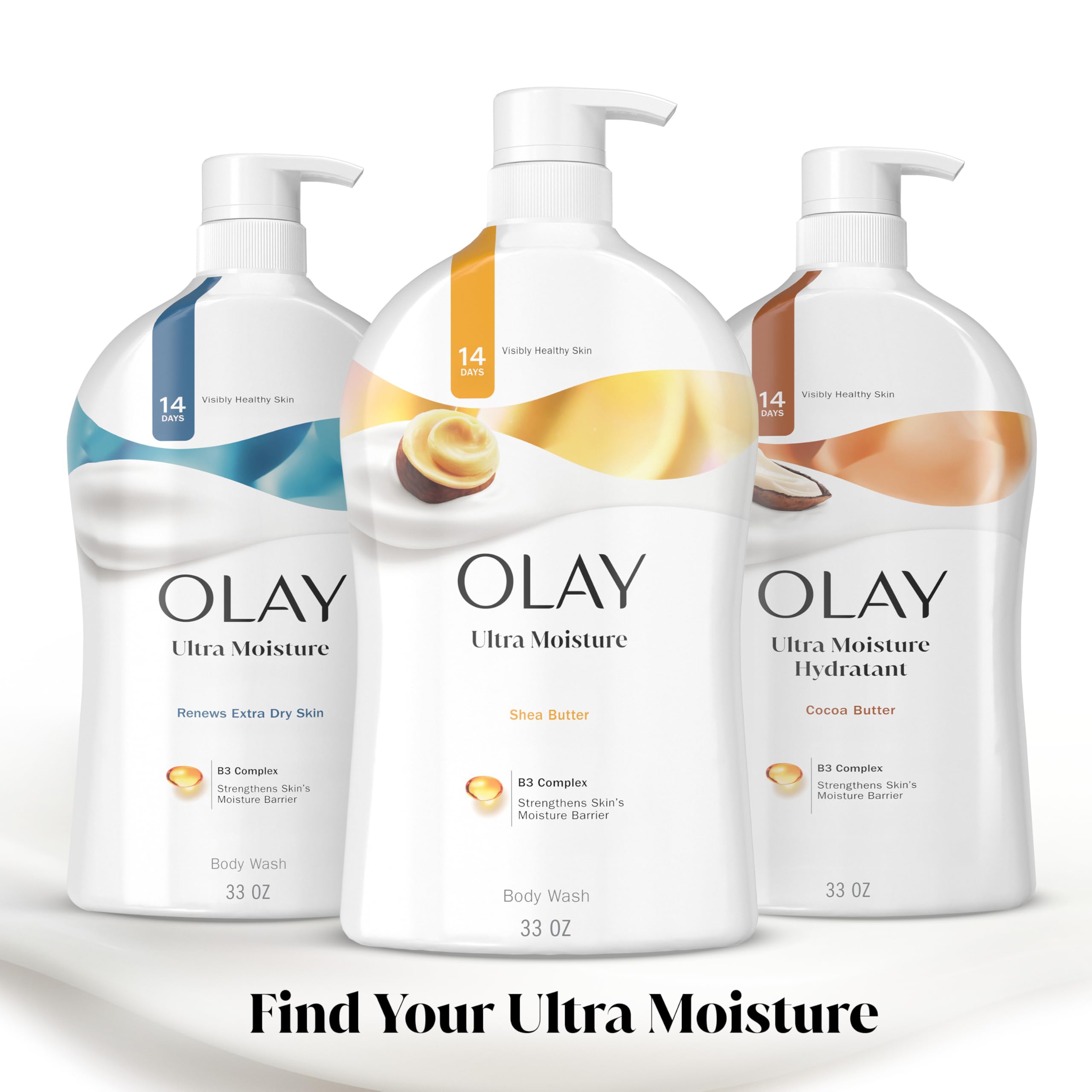 Olay Body Wash for Women, Ultra Moisture, 24hr Moisturizing, Hydrating & Refreshing, B3 Vitamin Complex, Free of Parabens & Phthalates, for All Skin Types