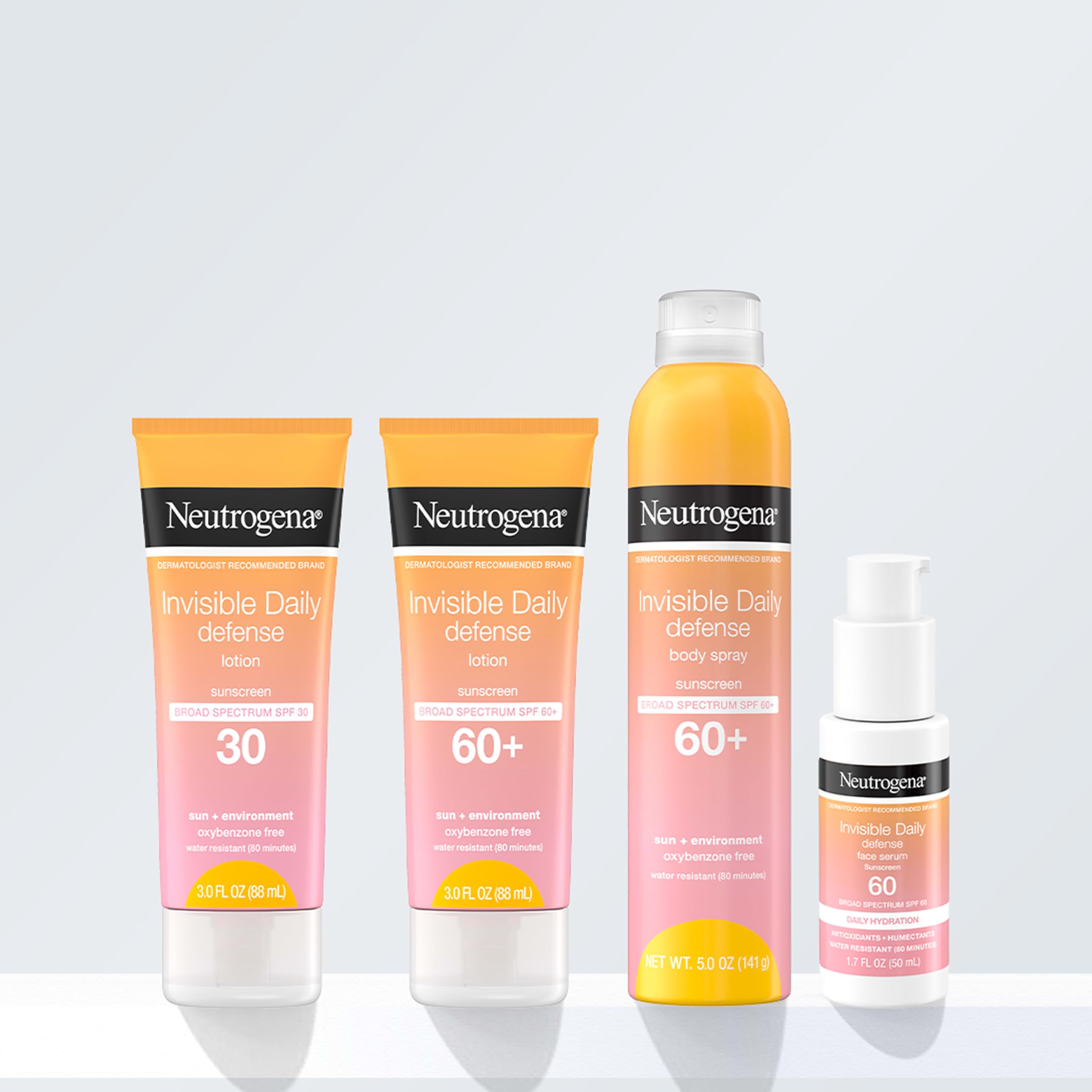 Neutrogena Invisible Daily Defense Fragrance-Free Sunscreen Lotion, Broad Spectrum SPF 60+, Oxybenzone-Free & Water-Resistant, Sun & Environmental Aggressor Protection, 3.0 fl. oz