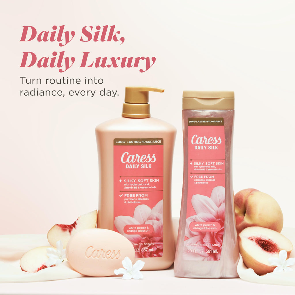 Caress Body Wash for Women, Daily Silk White Peach & Orange Blossom