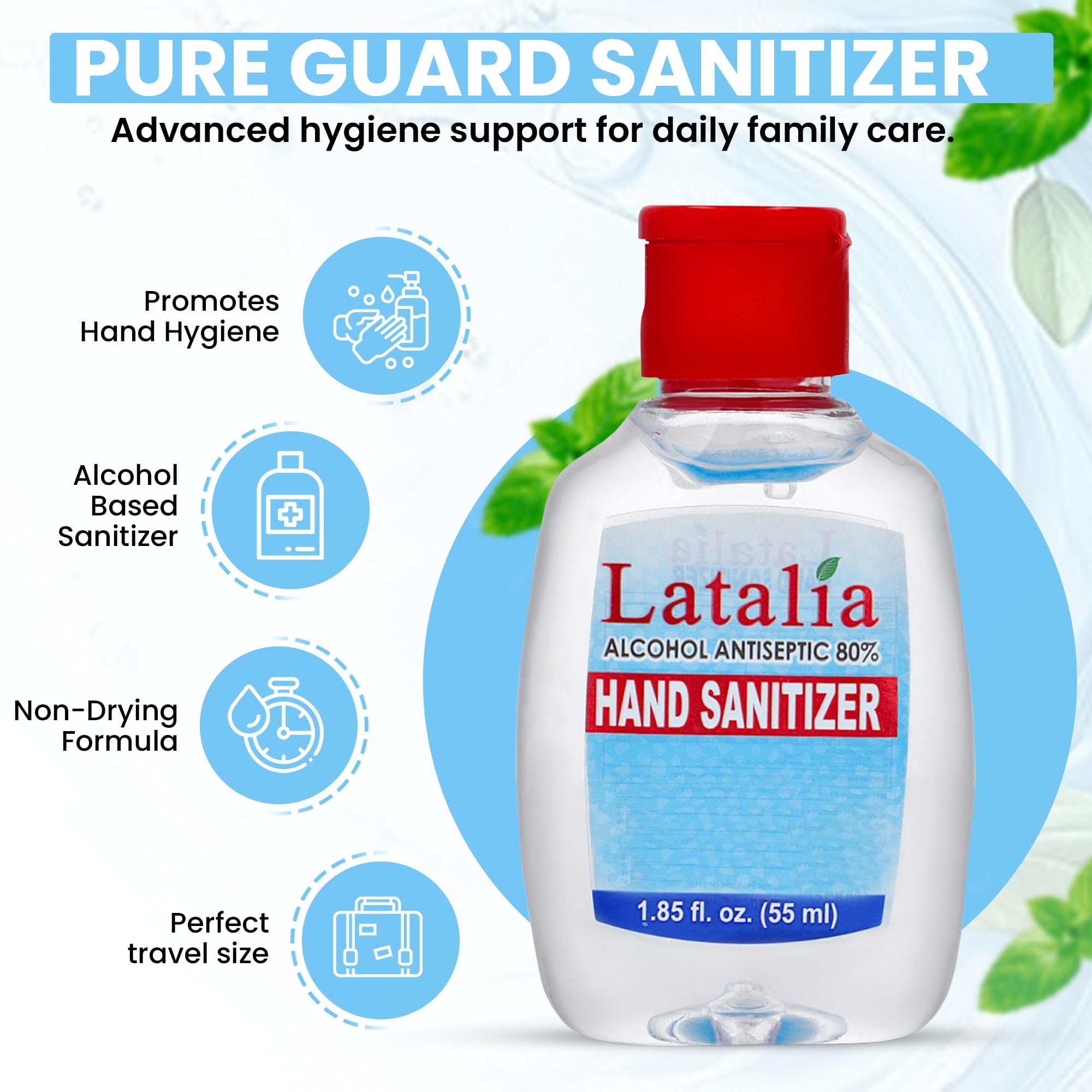 Latalia Mini Hand Sanitizer Travel Size Bulk | 80% Alcohol Gel Unscented Non Drying Moisturizing For Non-Sticky, Gentle & Fresh Hands Small Hand Sanitizer Bulk Anytime