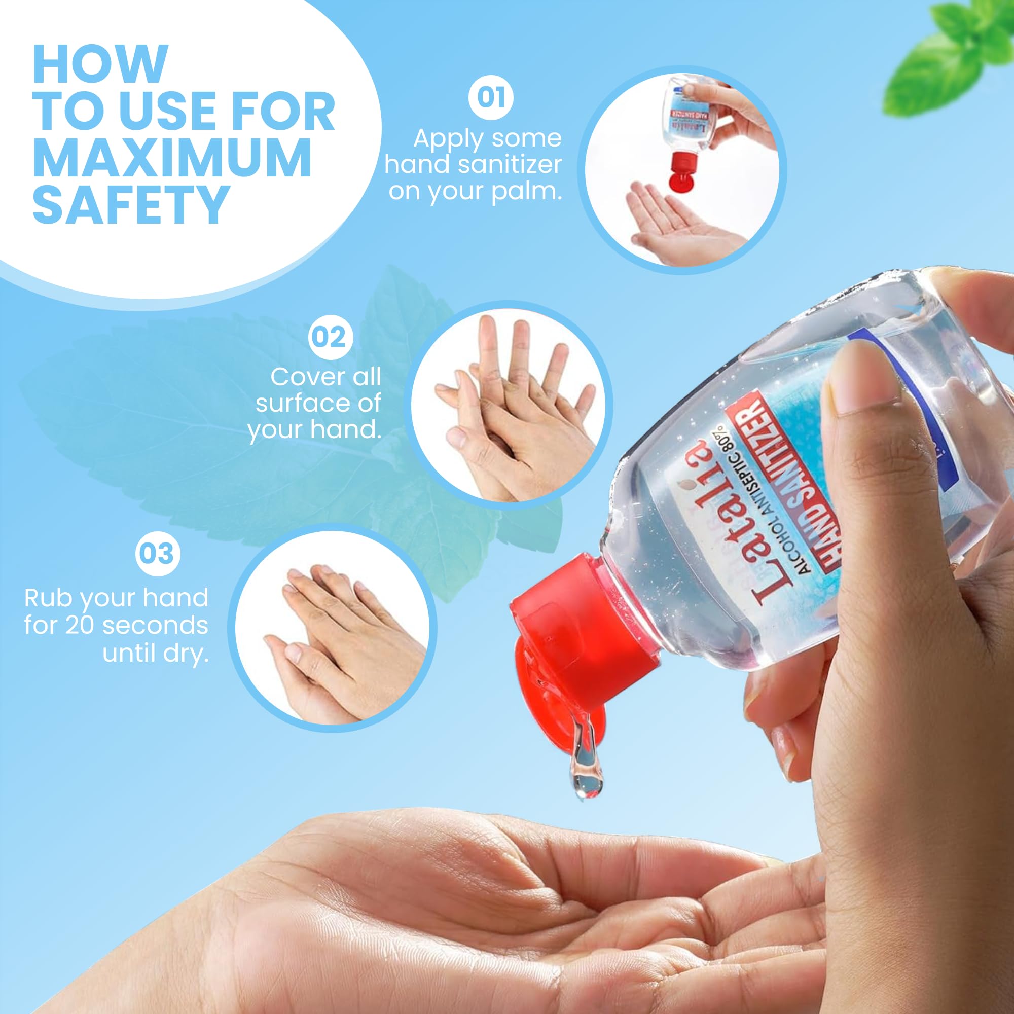 Latalia Mini Hand Sanitizer Travel Size Bulk | 80% Alcohol Gel Unscented Non Drying Moisturizing For Non-Sticky, Gentle & Fresh Hands Small Hand Sanitizer Bulk Anytime
