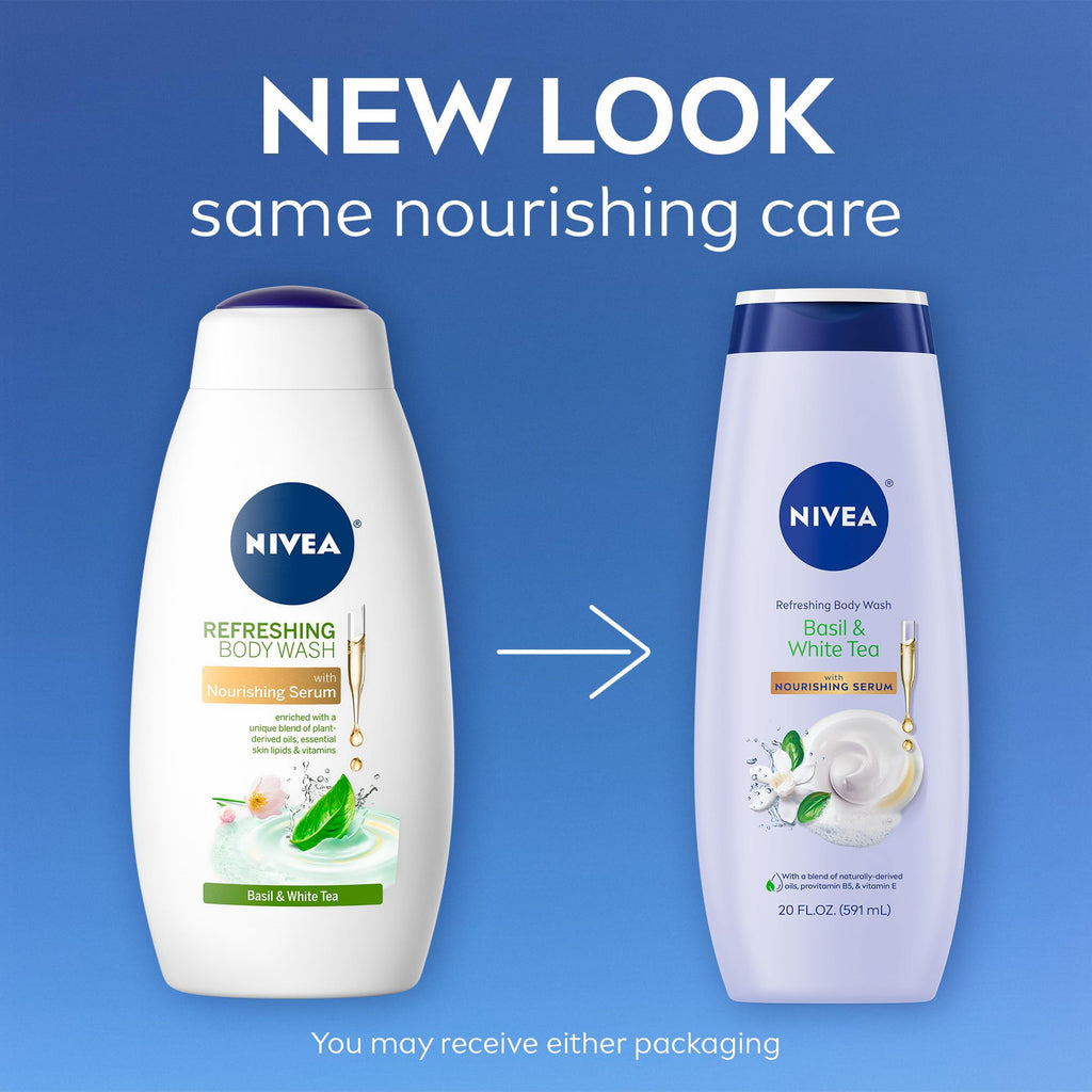 NIVEA Refreshing Body Wash with Nourishing Serum, Scented
