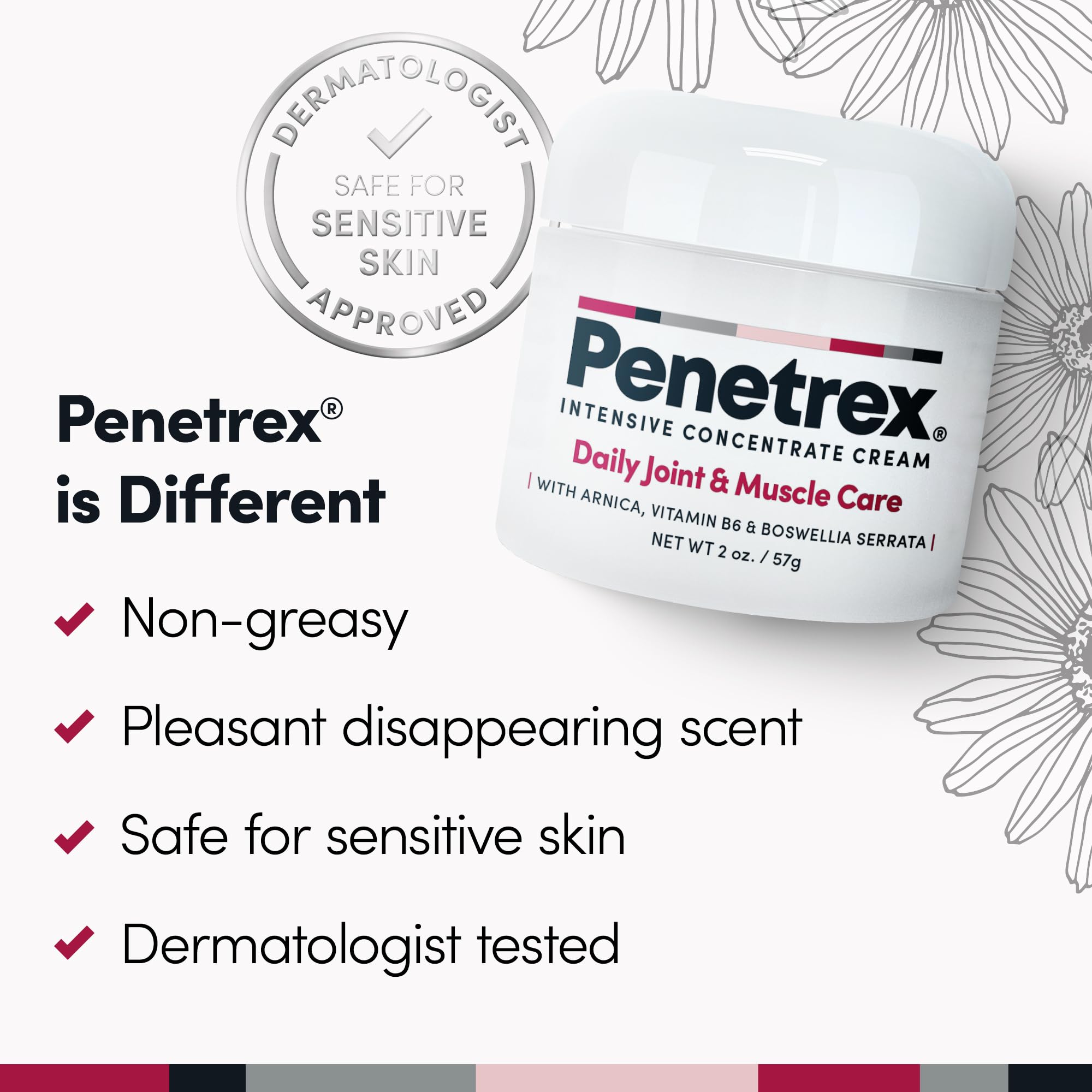 Penetrex Daily Care Cream – Arnica, Vitamin B6, MSM & Boswellia – Lightweight Botanical Formula for Everyday Use – Non-Greasy Moisturizing Cream (2 oz)