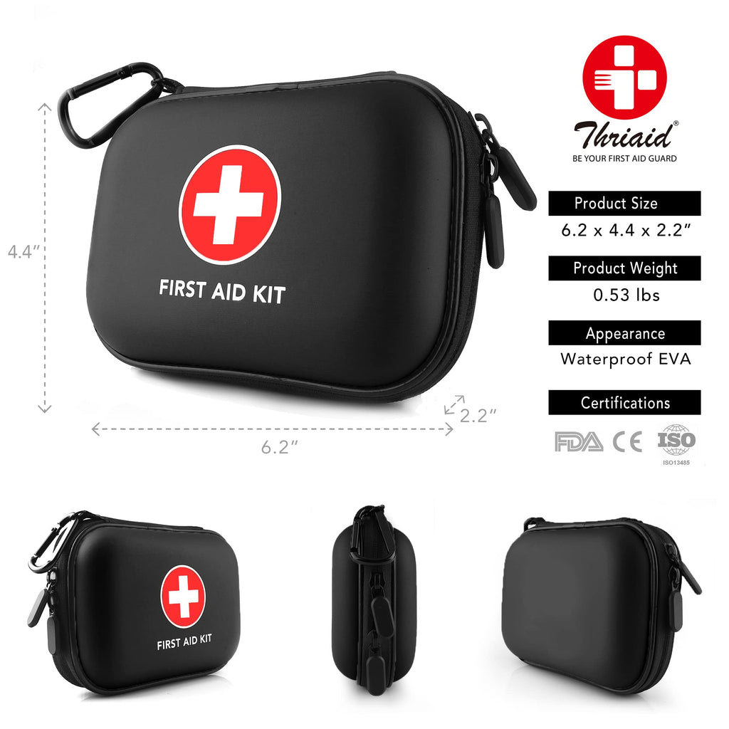 Mini First Aid Kit, 100 Pieces Water-Resistant Hard Shell Small Case - Perfect for Travel, Outdoor, Home, Office, Camping, Hiking, Car