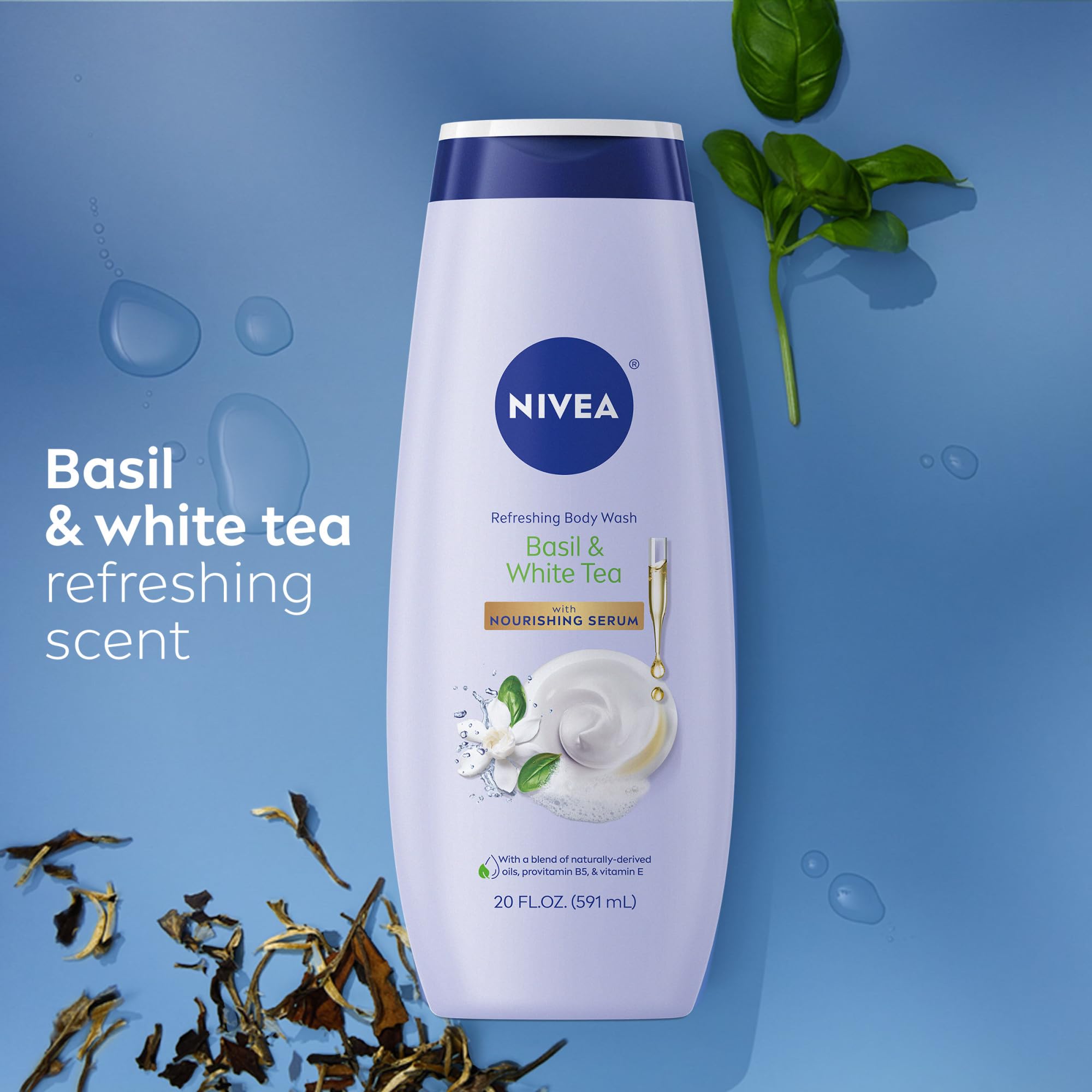 NIVEA Refreshing Body Wash with Nourishing Serum, Scented
