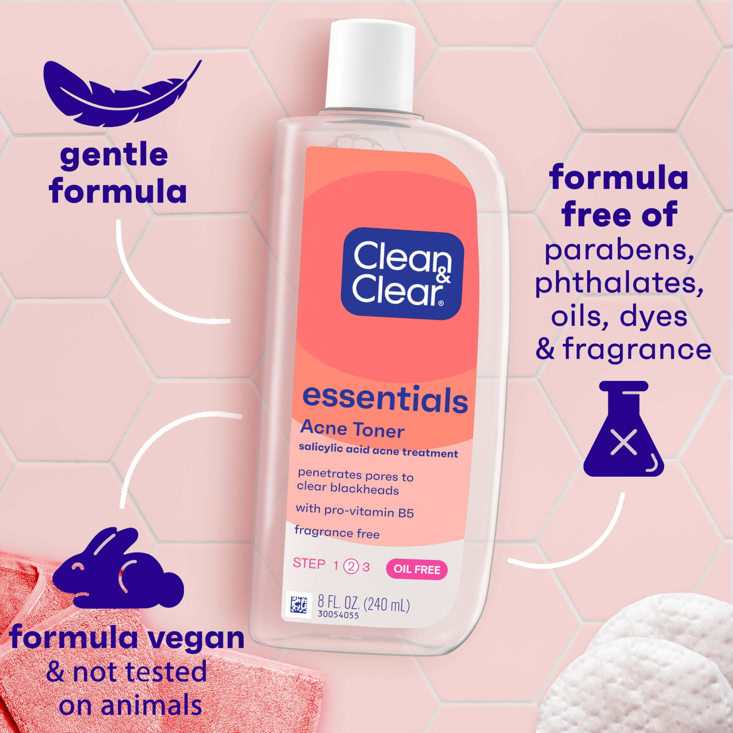 Clean & Clear Essentials Oil-Free Acne Toner, 2% Salicylic Acid Acne