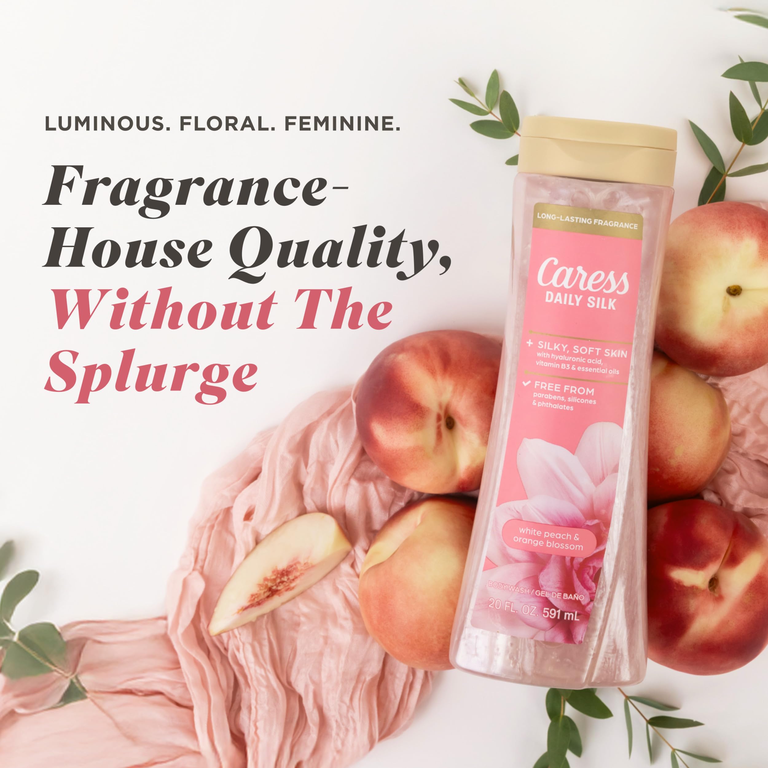 Caress Body Wash for Women, Daily Silk White Peach & Orange Blossom