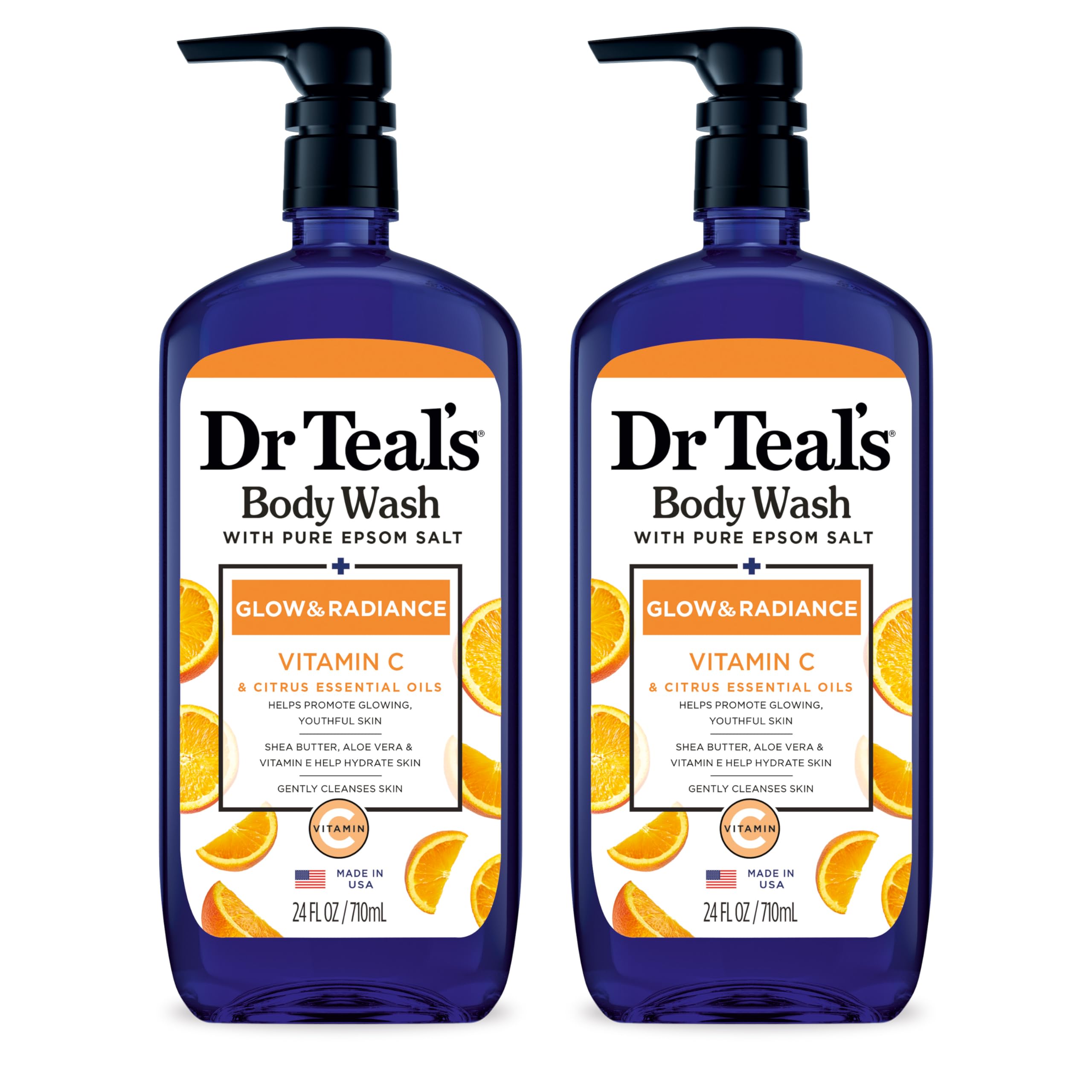 Dr Teal's Body Wash with Pure Epsom Salt, 24 fl oz (Pack of 2)
