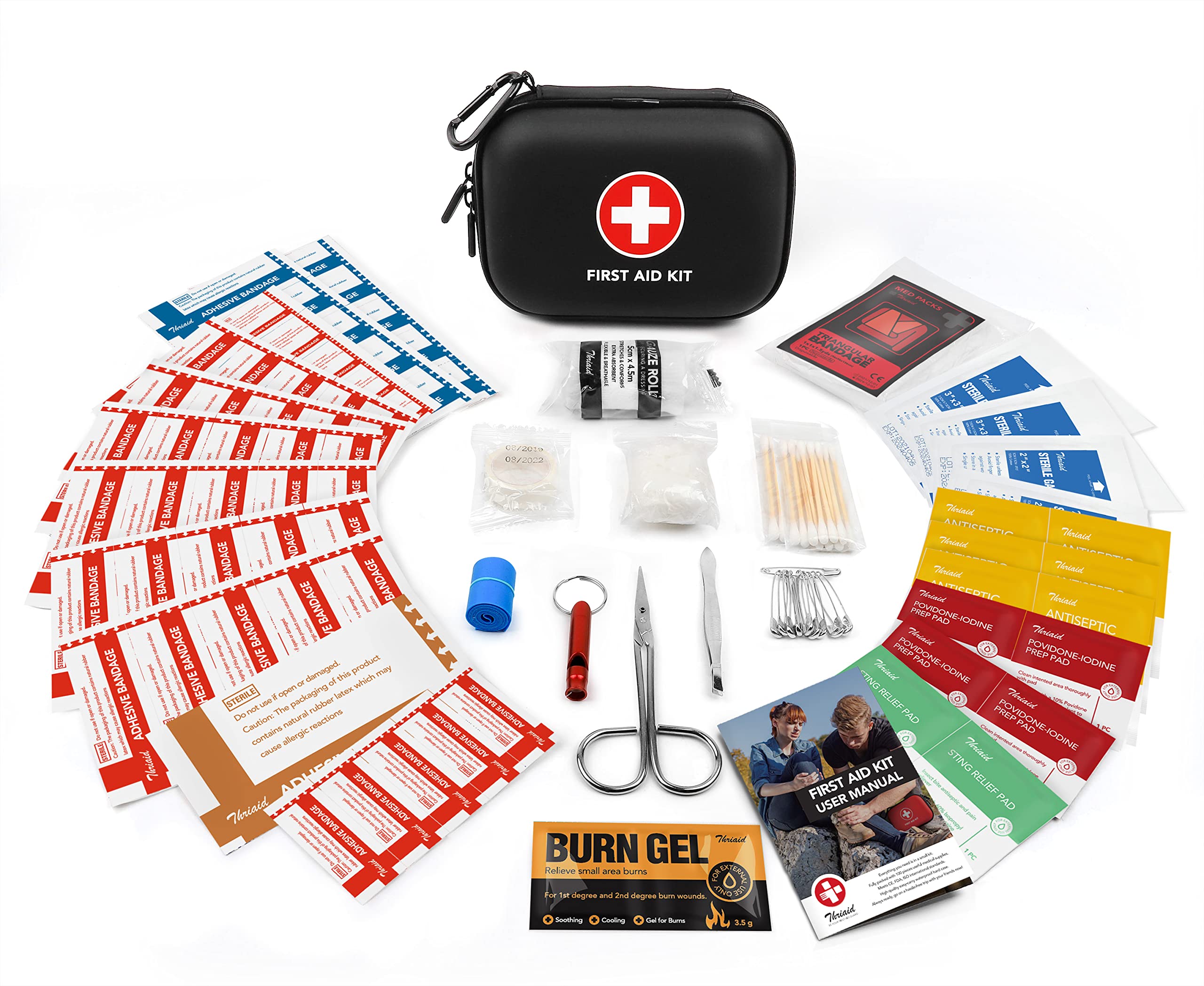 Mini First Aid Kit, 100 Pieces Water-Resistant Hard Shell Small Case - Perfect for Travel, Outdoor, Home, Office, Camping, Hiking, Car