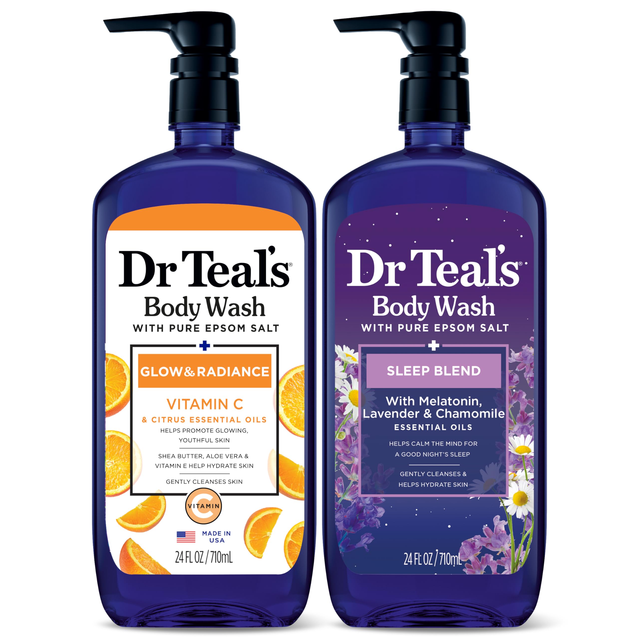 Dr Teal's Body Wash with Pure Epsom Salt, 24 fl oz (Pack of 2)