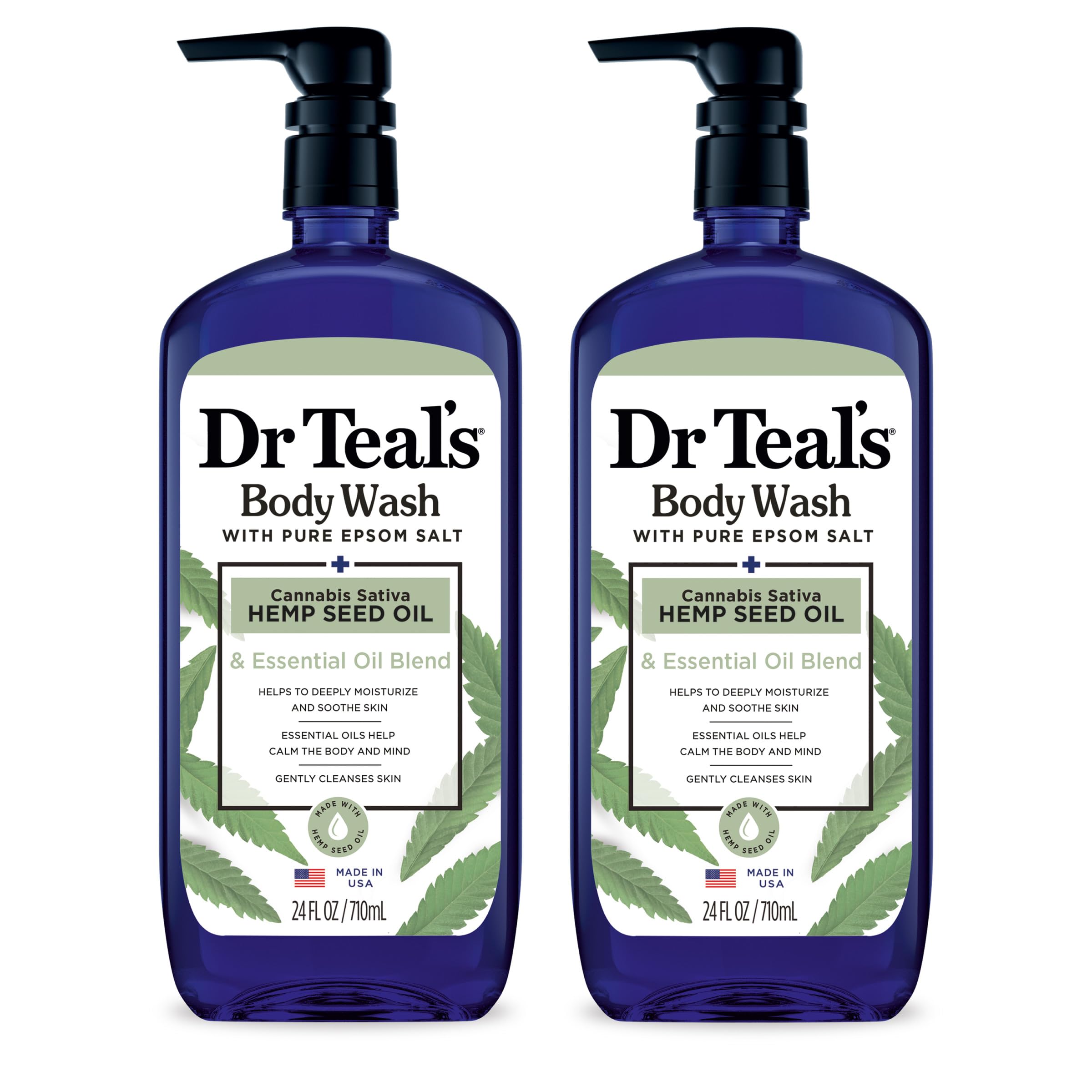Dr Teal's Body Wash with Pure Epsom Salt, 24 fl oz (Pack of 2)