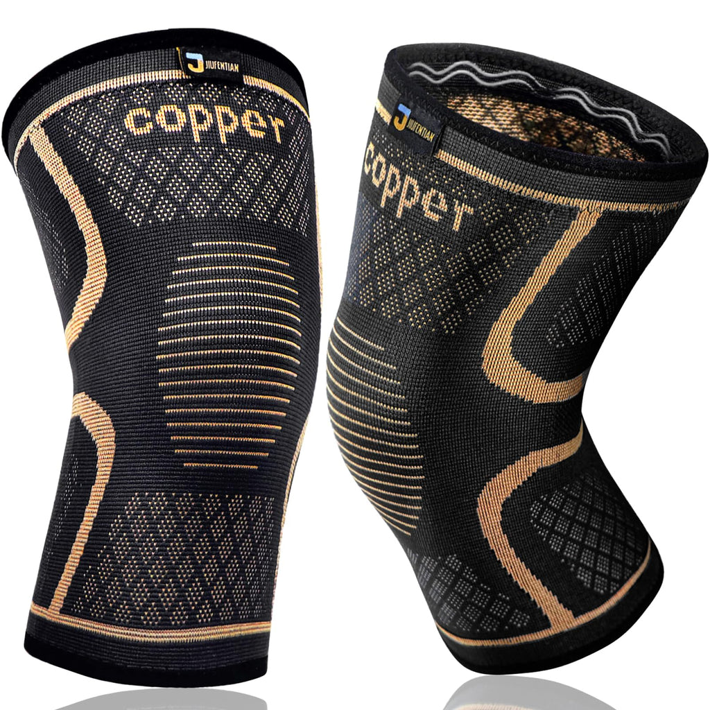JIUFENTIAN Copper Knee Sleeve for Arthritis Pain and Support(2pack)-Copper Knee Brace for Knee Pain Relief, Workout, and Sports