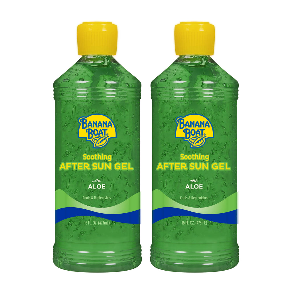Banana Boat Soothing After Sun Gel with Aloe Twin Pack | Aloe Vera Gel, Sunburn Relief, After Sun Care, 16 fl oz each