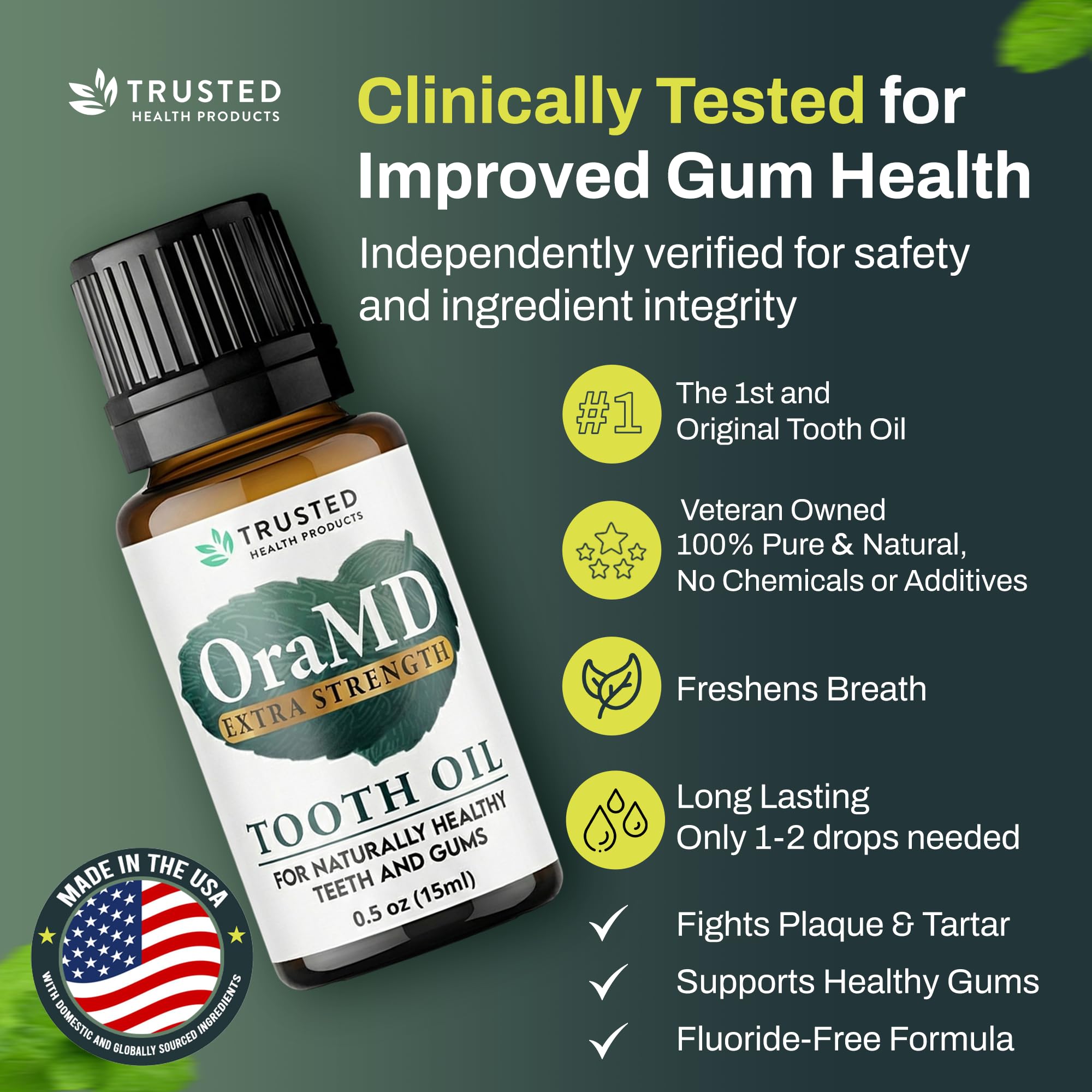 OraMD 4-in-1 Extra Stength Tooth Oil - Clinically Tested Gum Disease Treatment, Gingivitis Treatment and Sensitive Teeth and Gums - All-Natural