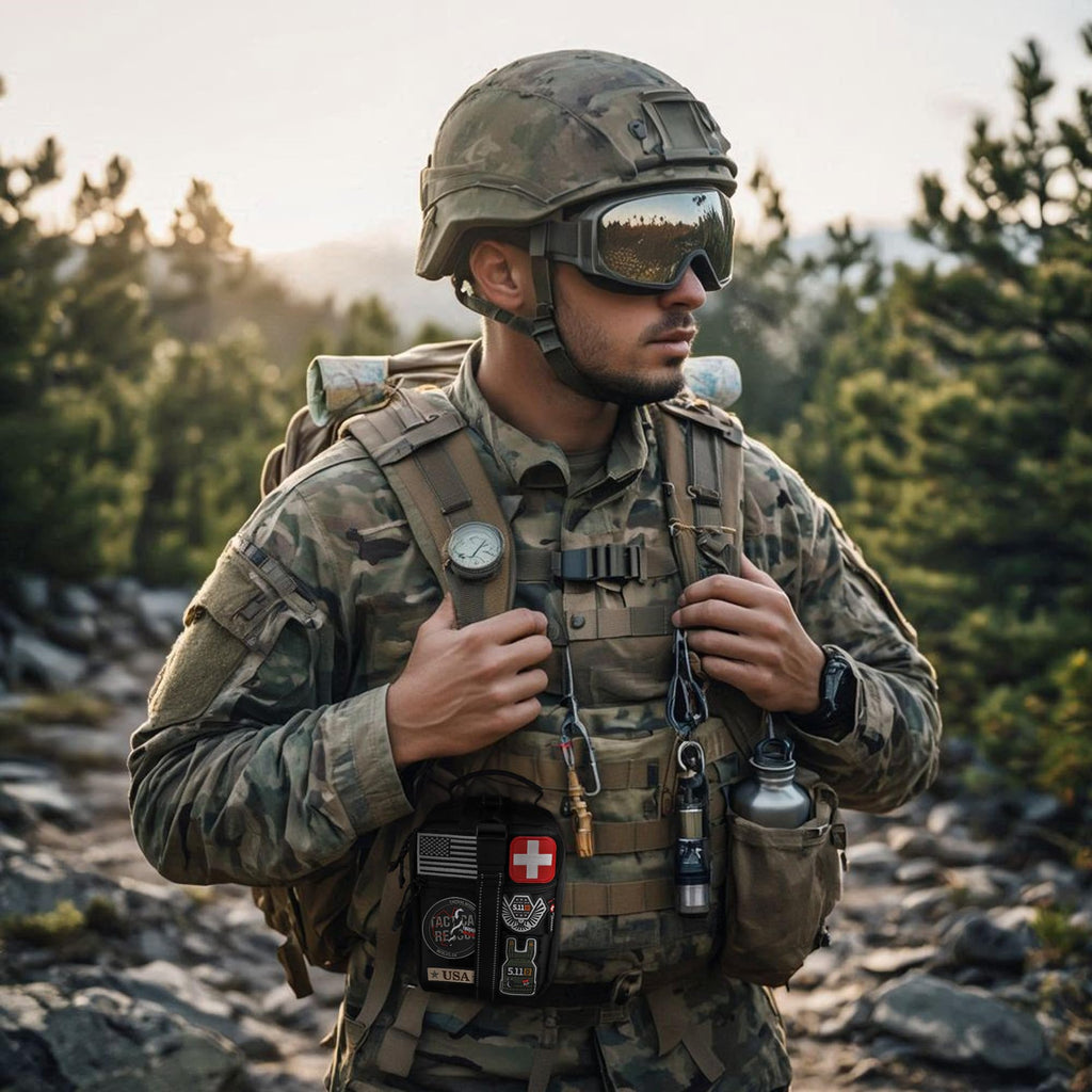 Survival First Aid Kit with Israeli Bandage, Chest Seal, Tourniquet, Splint, Tactical Military Combat Molle IFAK for Wound Care, Bleeding Control, Trauma Hemorrhage and More