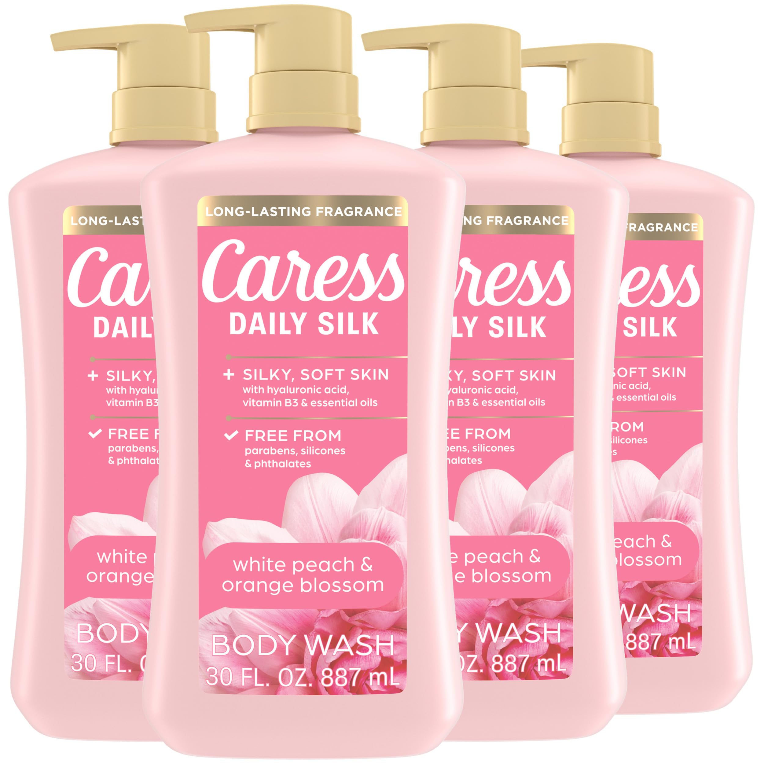 Caress Body Wash for Women, Daily Silk White Peach & Orange Blossom