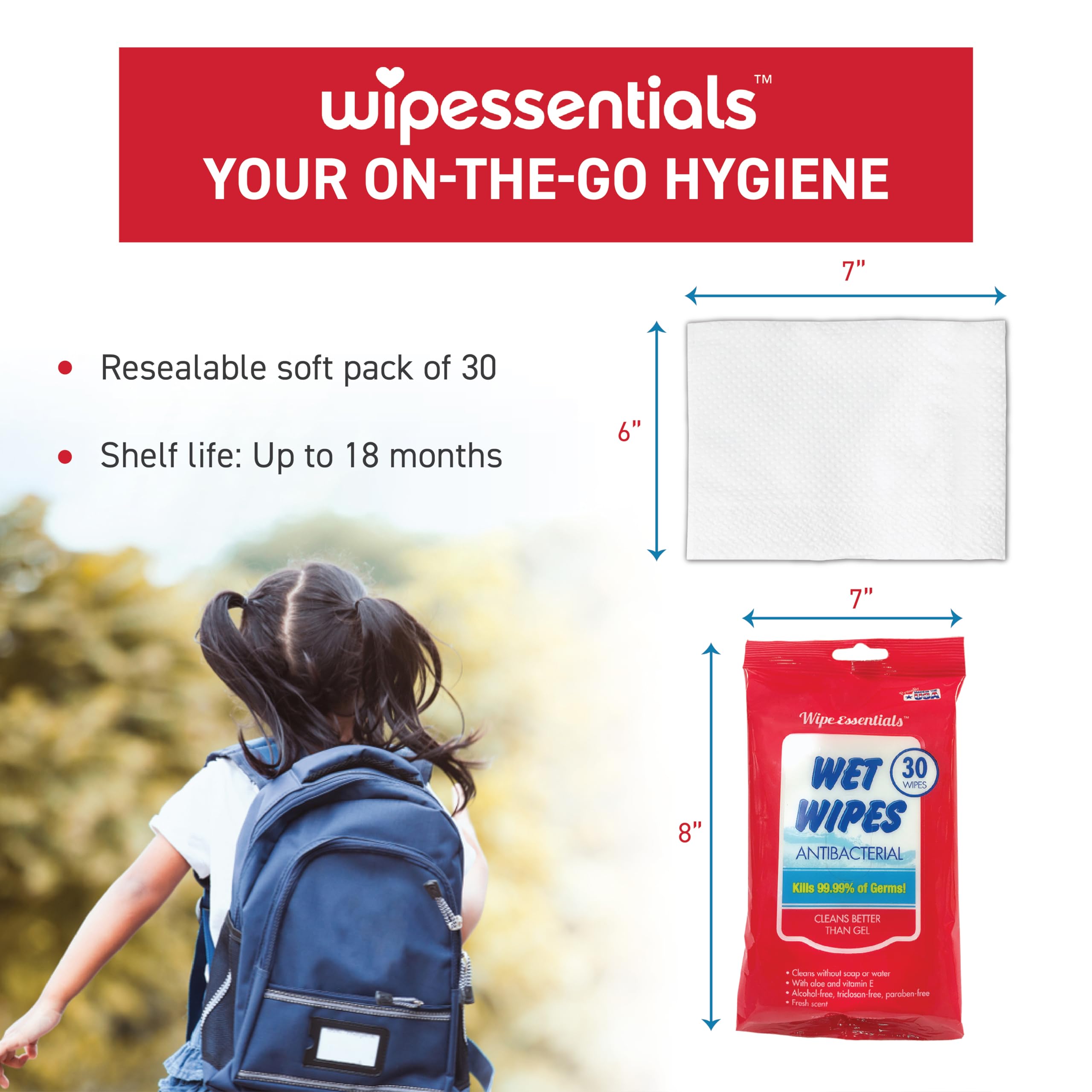 WipeEssentials Hand Sanitizer Wipes, Hand Wipes for Adults and Kids, Travel Essentials
